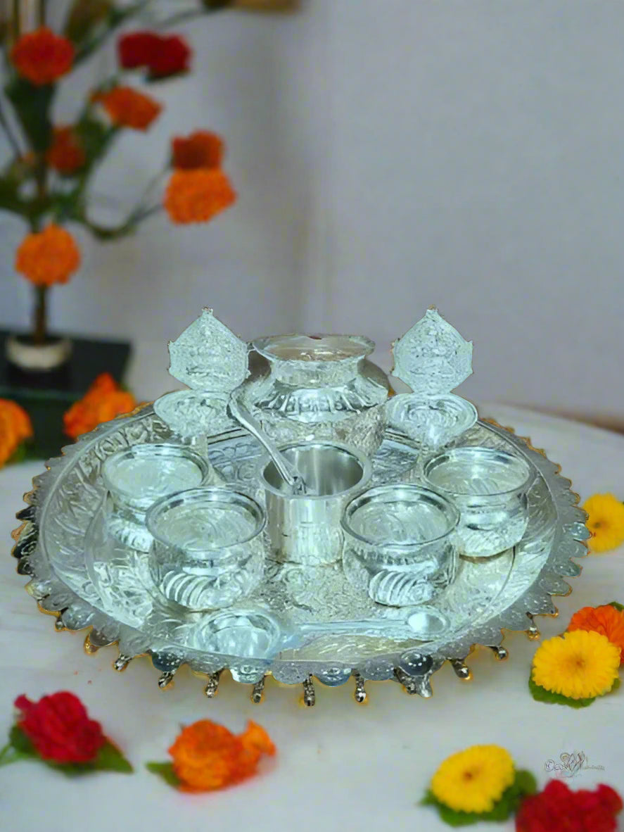 Pure German Silver Pooja Set