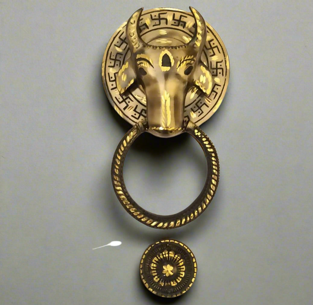 Brass Nandi Bull Door Knocker for Home/Office/Gift Item/Home Decor, Gold