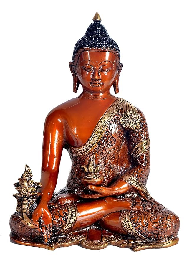 Brass Brown Buddha Statue Idol for Home Decor/Gift Item, Size : 11.5"