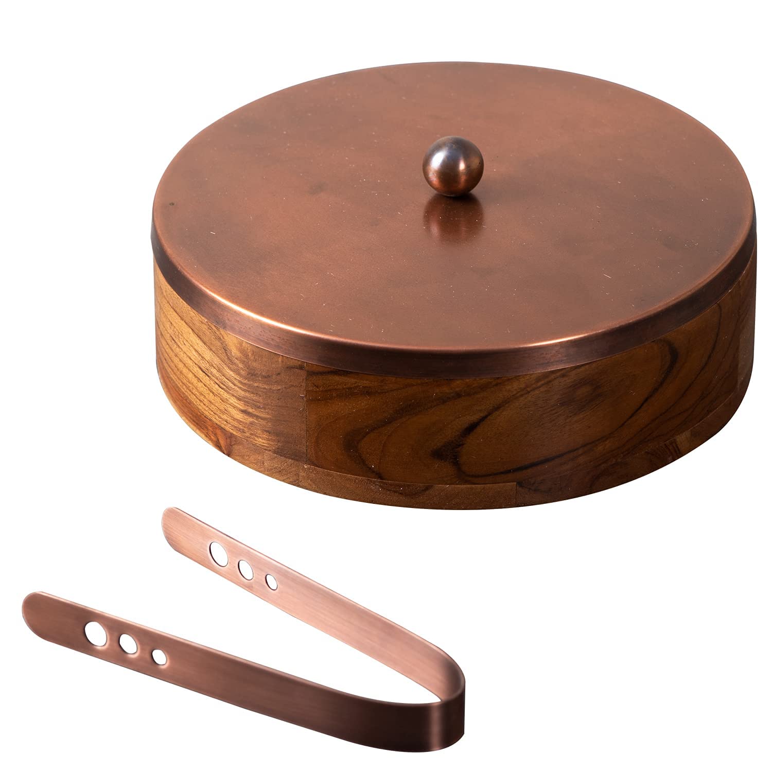 wooden with copper finish casserole/bread box/chapati box/box