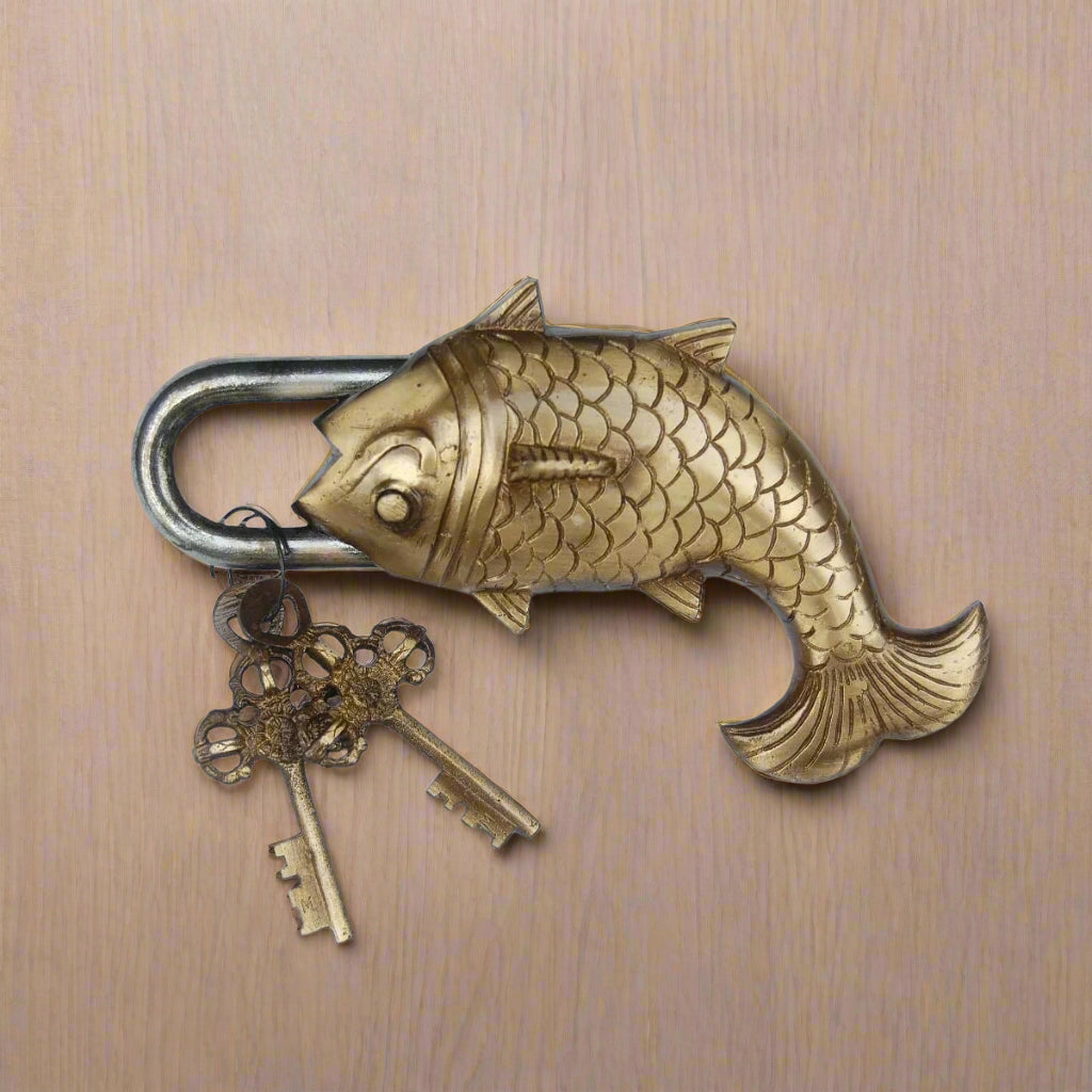 Brass Fish Shape Padlock for Home décor/Brass Safety