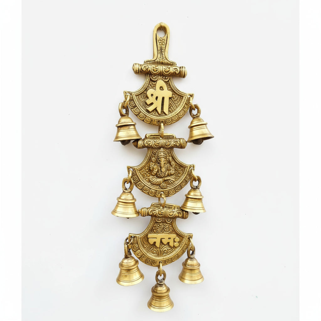 Wall Hanging of Shri Ganesha Namah Made of Brass, Wall and Home Décor