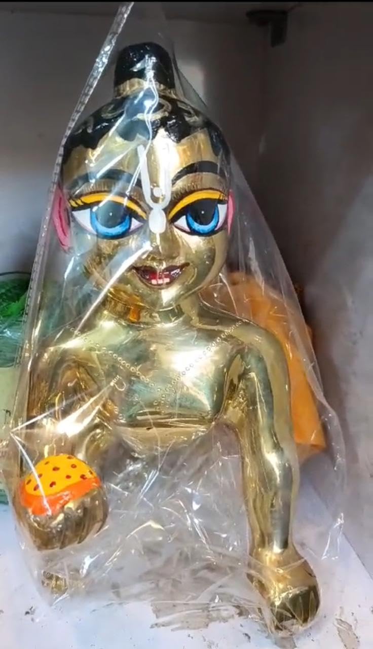 Brass Painted with Acrylic Color laddu Gopal Statue Idol for Home for janmashtami