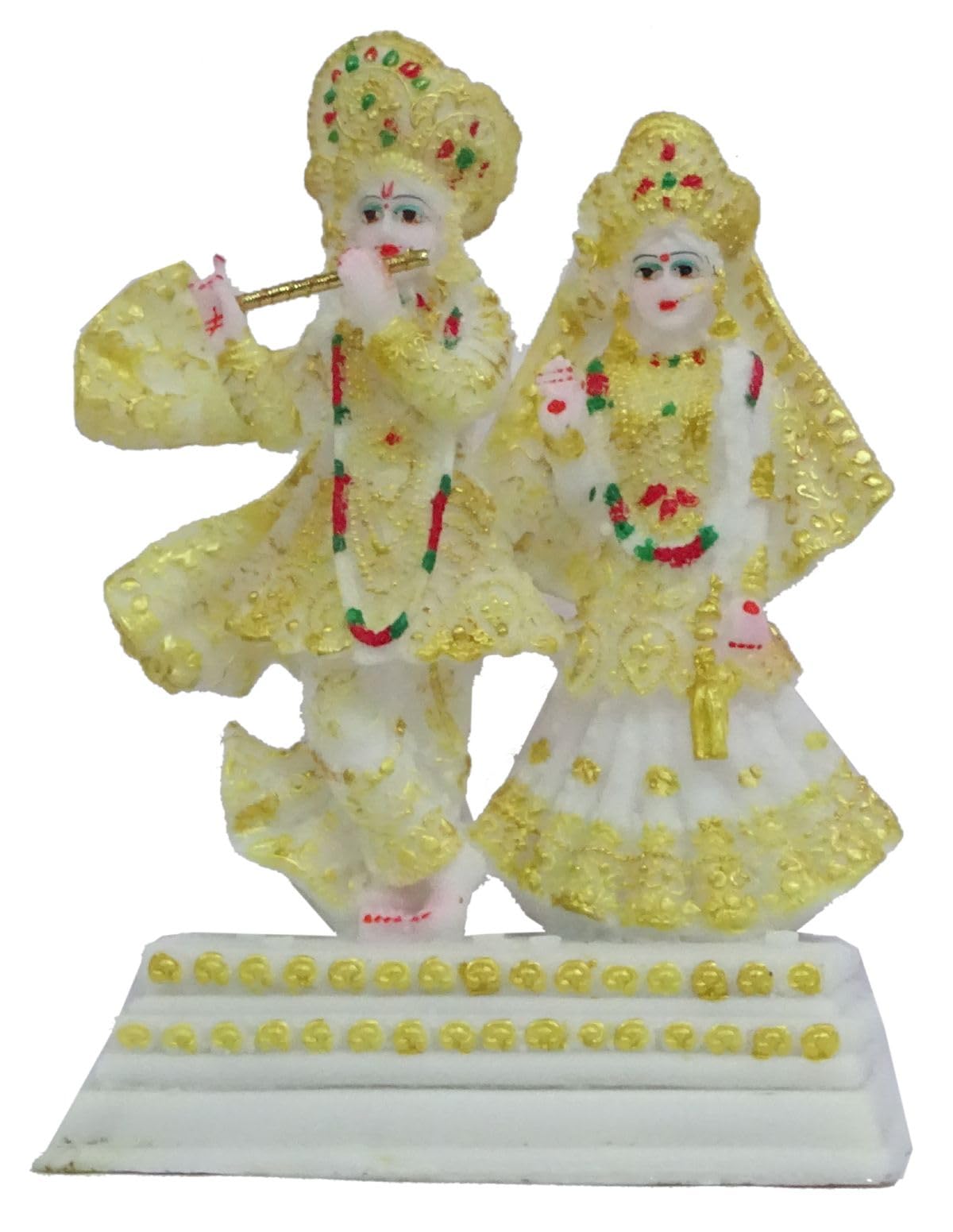 White Color Radha Krishan Statue Playing Flute Idol for showpiece, Home décor, Temple