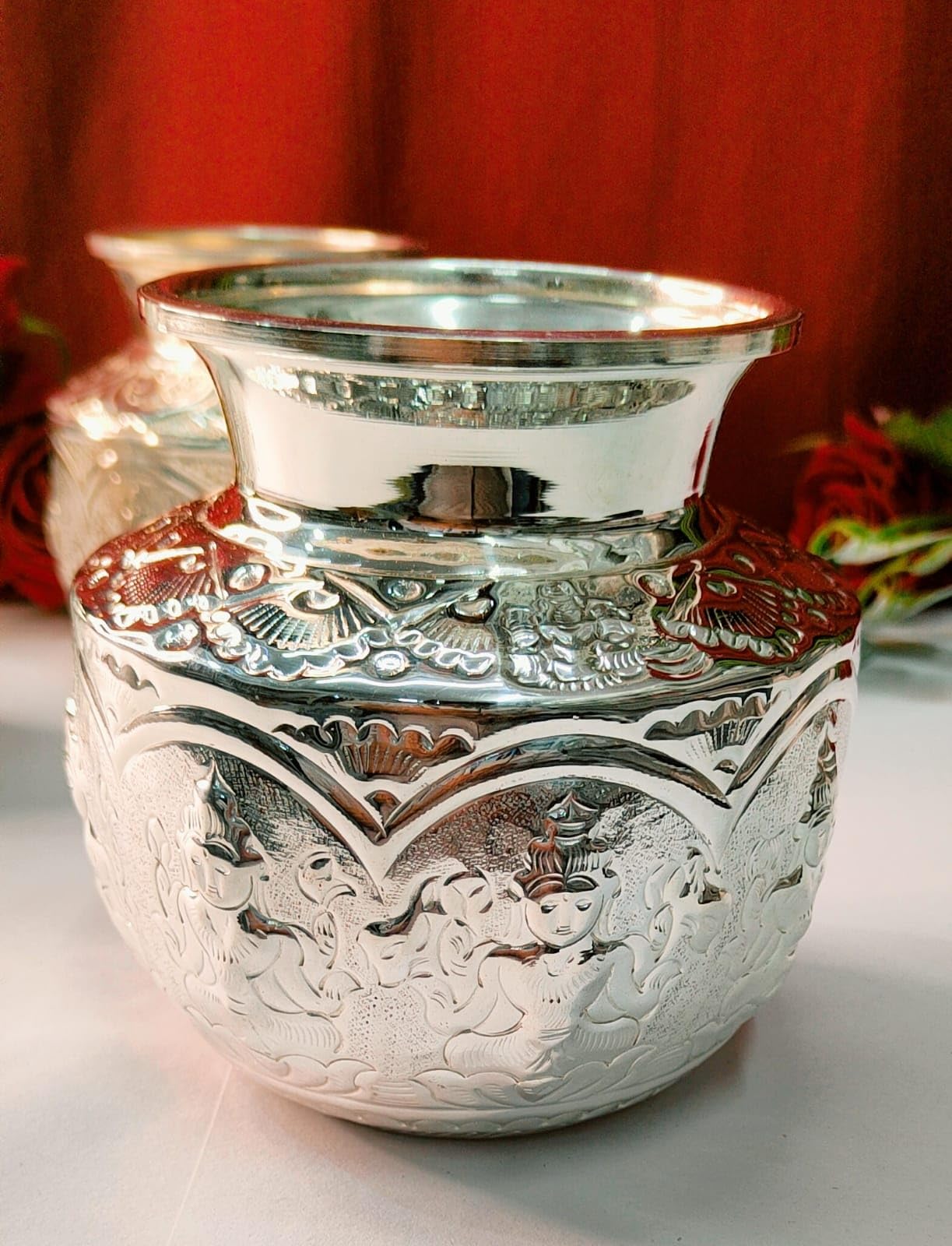 German Silver Ashtalakshmi kalasha for Diwali/Housewarming