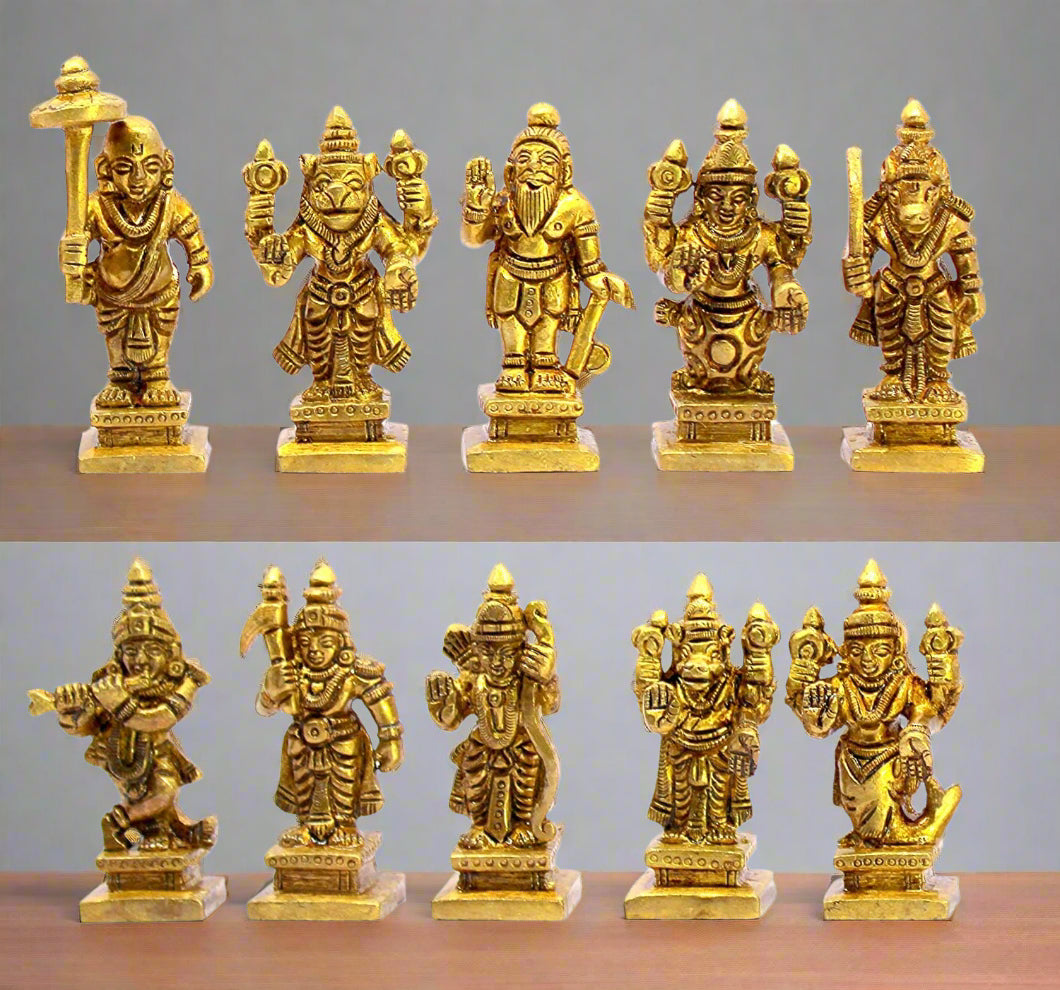 Brass Vishnu Dash Avatar Dashavatara – Ten Incarnations Avtar's of Lord Vishnu,