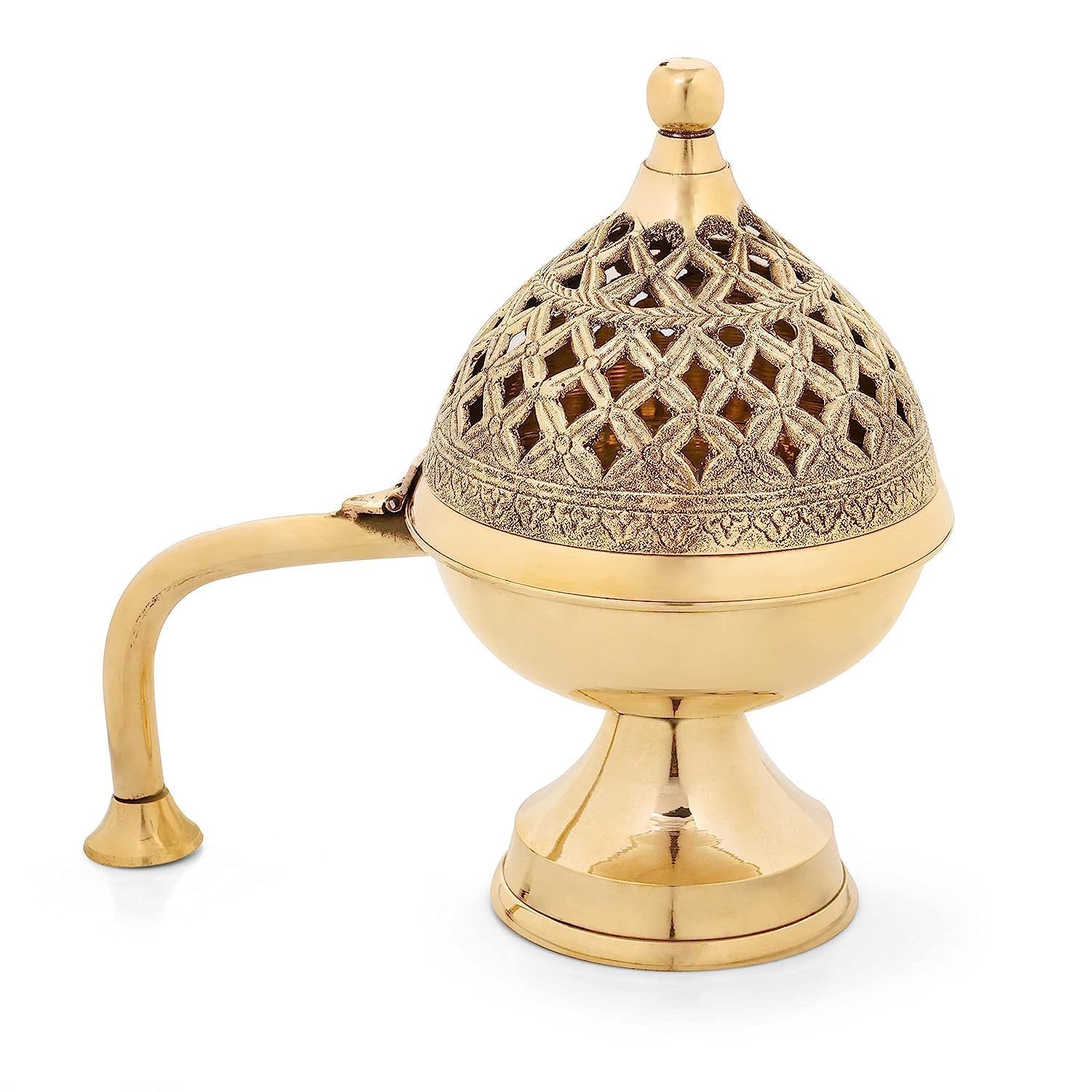 Brass Dhoop Daan/Incense Holder with Handle for Meditating Room/Home/Office/Gift Item