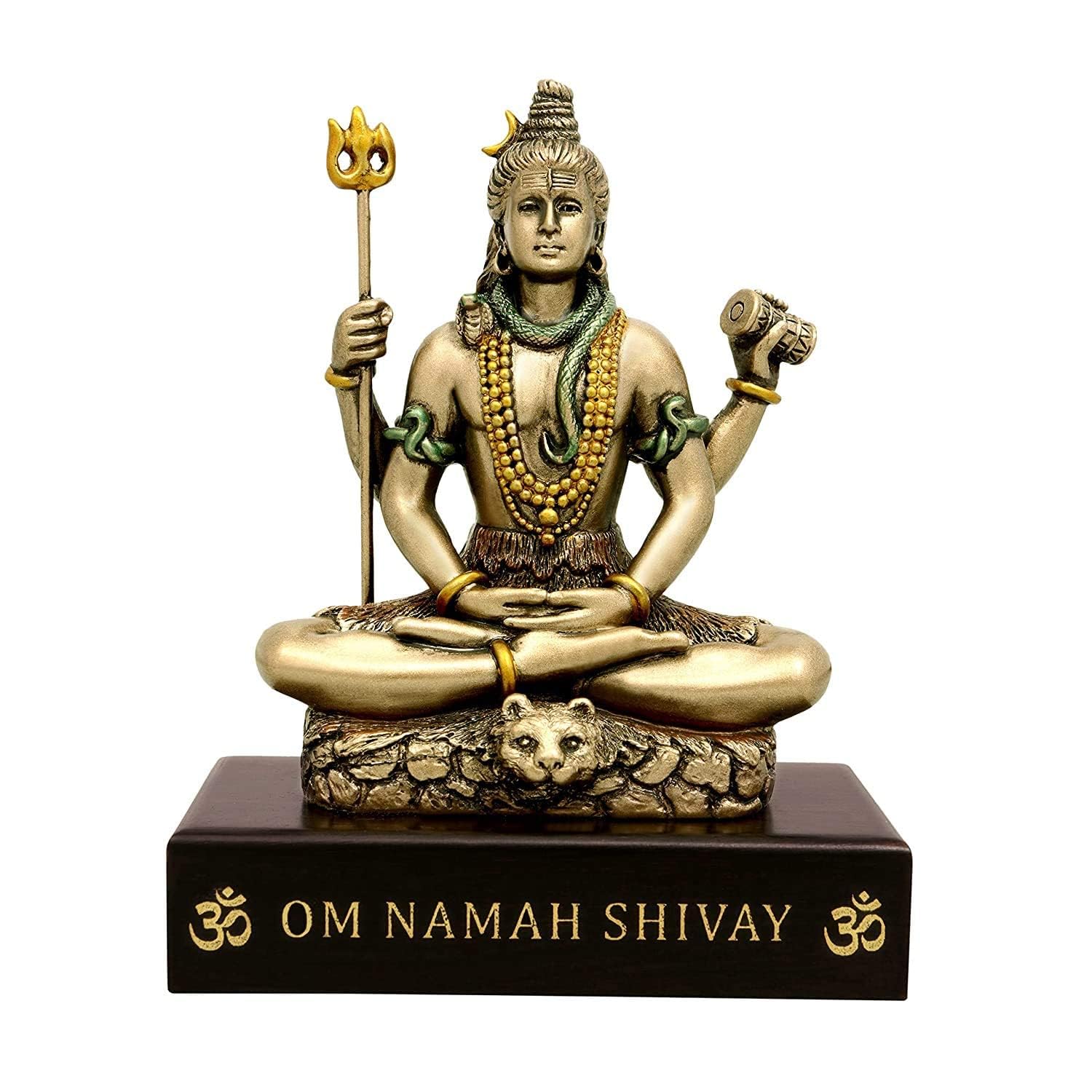 indiancraftsbykanika Lord Shiva with Four Hand Dhyan Mudra Brass Idol Shiva Statue Height 3 Inch