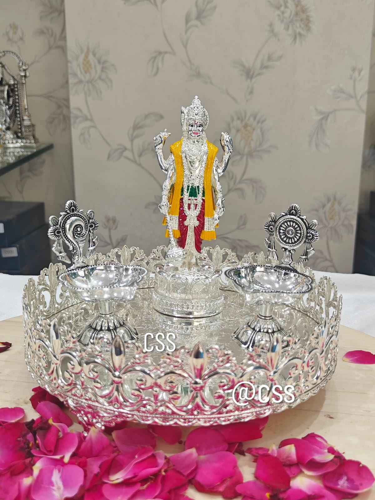 German Silver Pooja thali Set for housewarming Pooja/Diwali