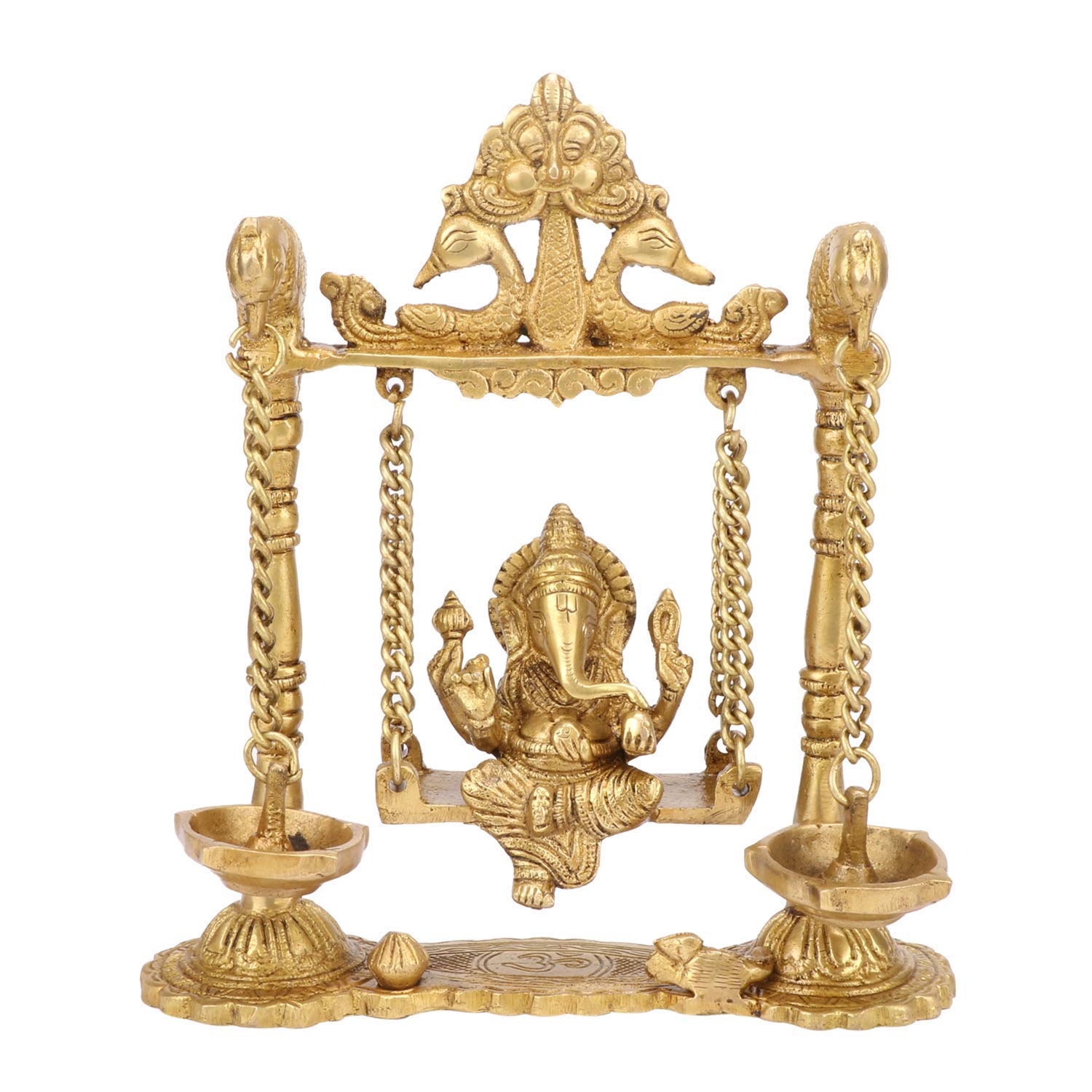 Brass Ganesh jhula with Diya Home Decor/Home Temple/Gift Item, Gold