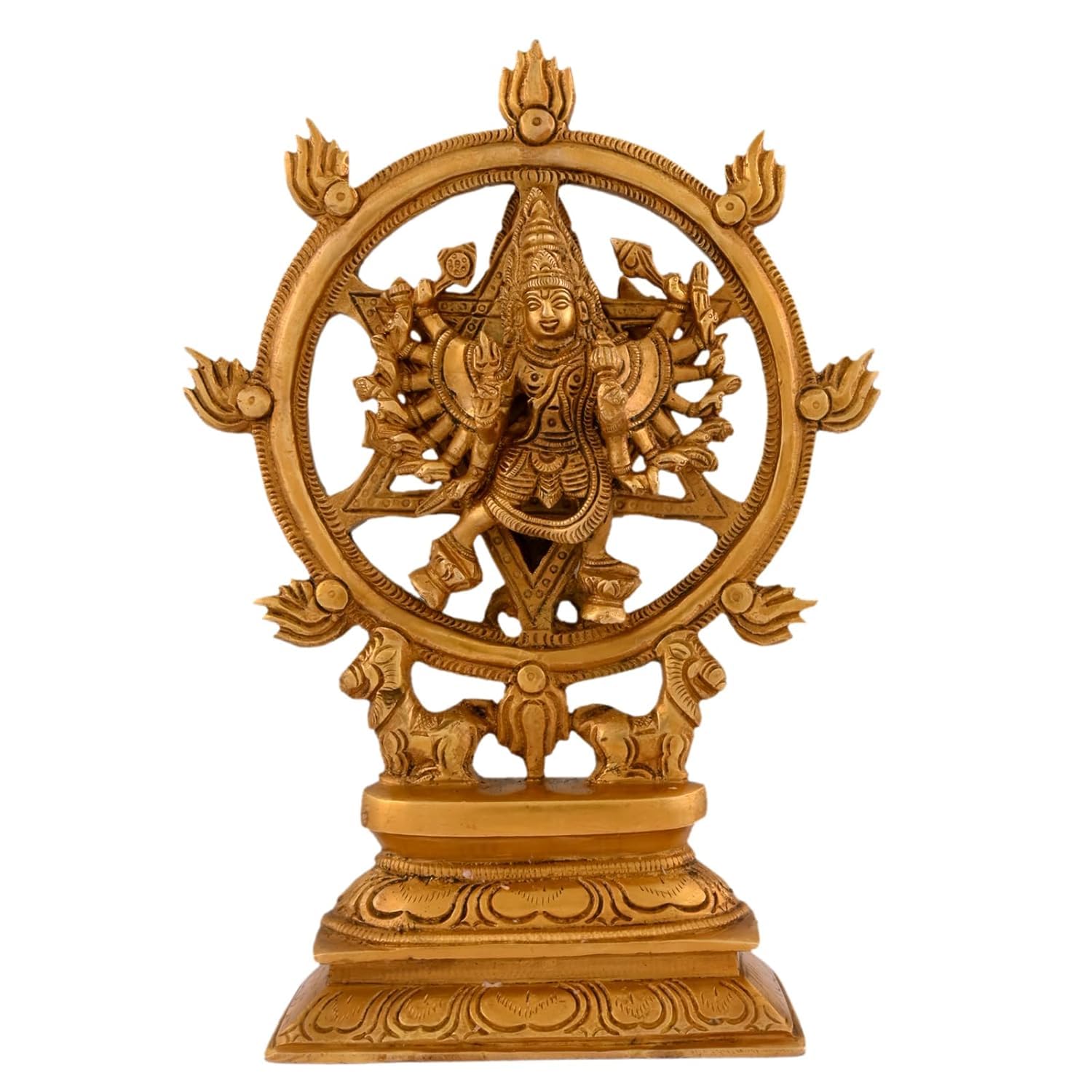 indiancraftsbykanika Brass Vishnu with 14 Hands and Narsimha Statue Showpiece for Pooja Gift Living Room Decoration Home Décor
