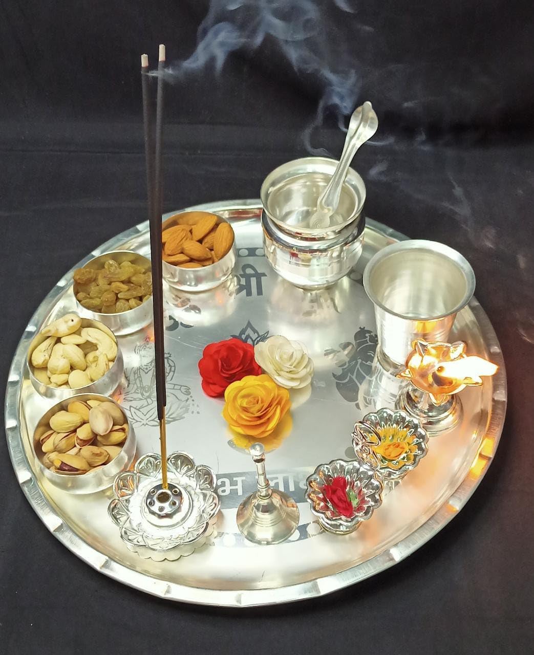 German Silver Pooja Set
