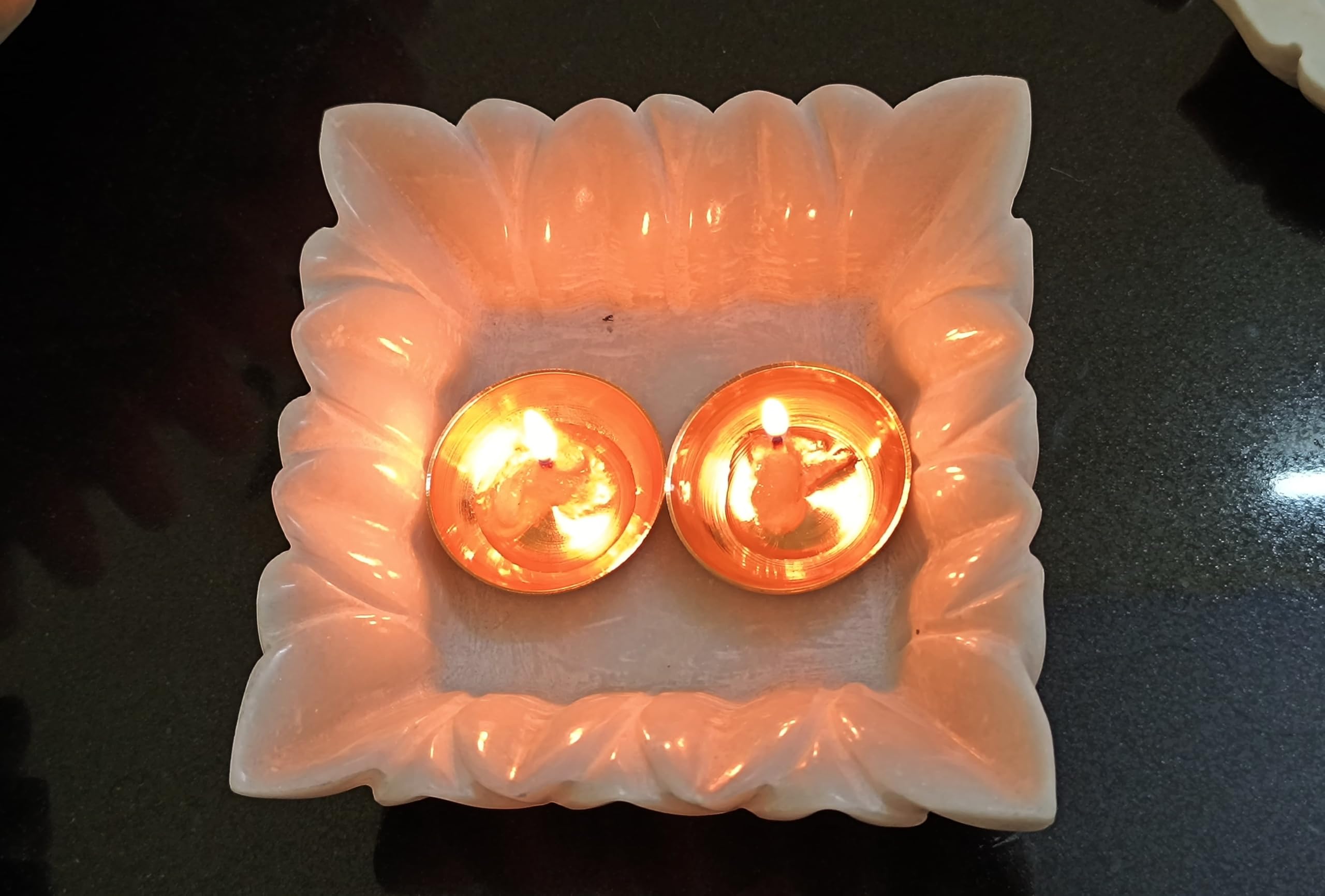 marble square urli for home décor/snacks/fruits/gift item, 6"