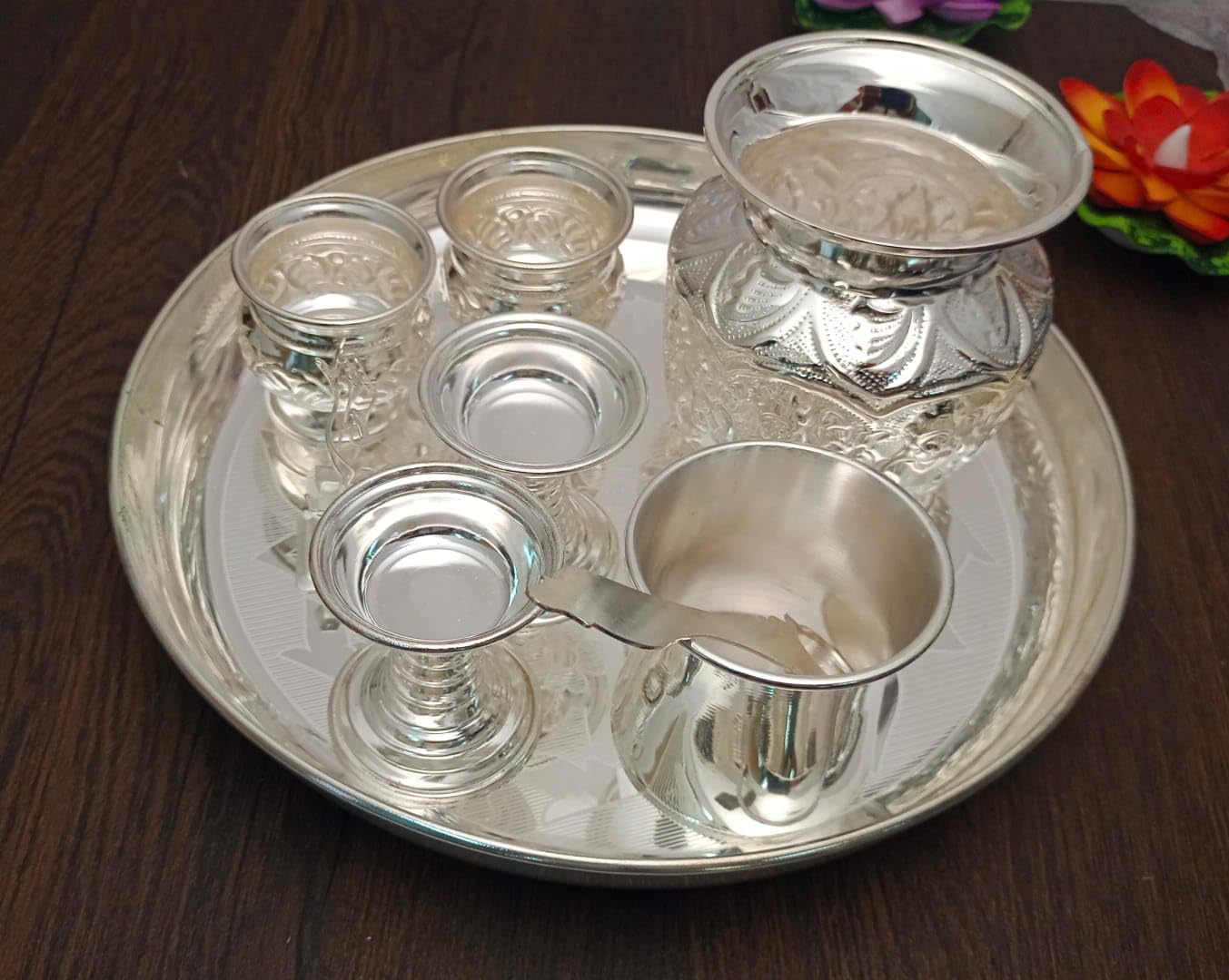 German silver Pooja set for housewarming pooja/Diwali festival