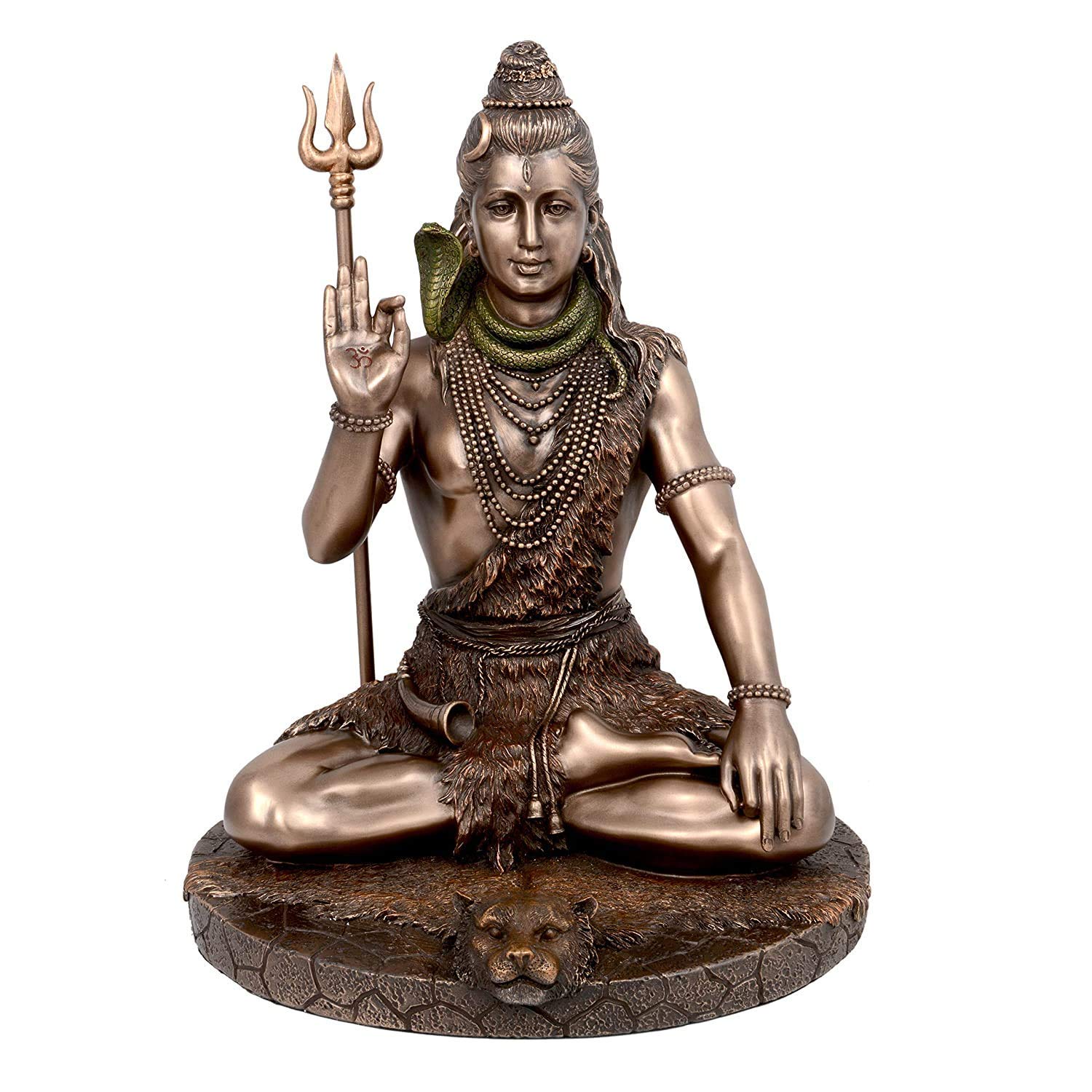 Bronze Finish Resin Lord Shiva in Ashirwad Mudra Decorative Figurine for Home Temple