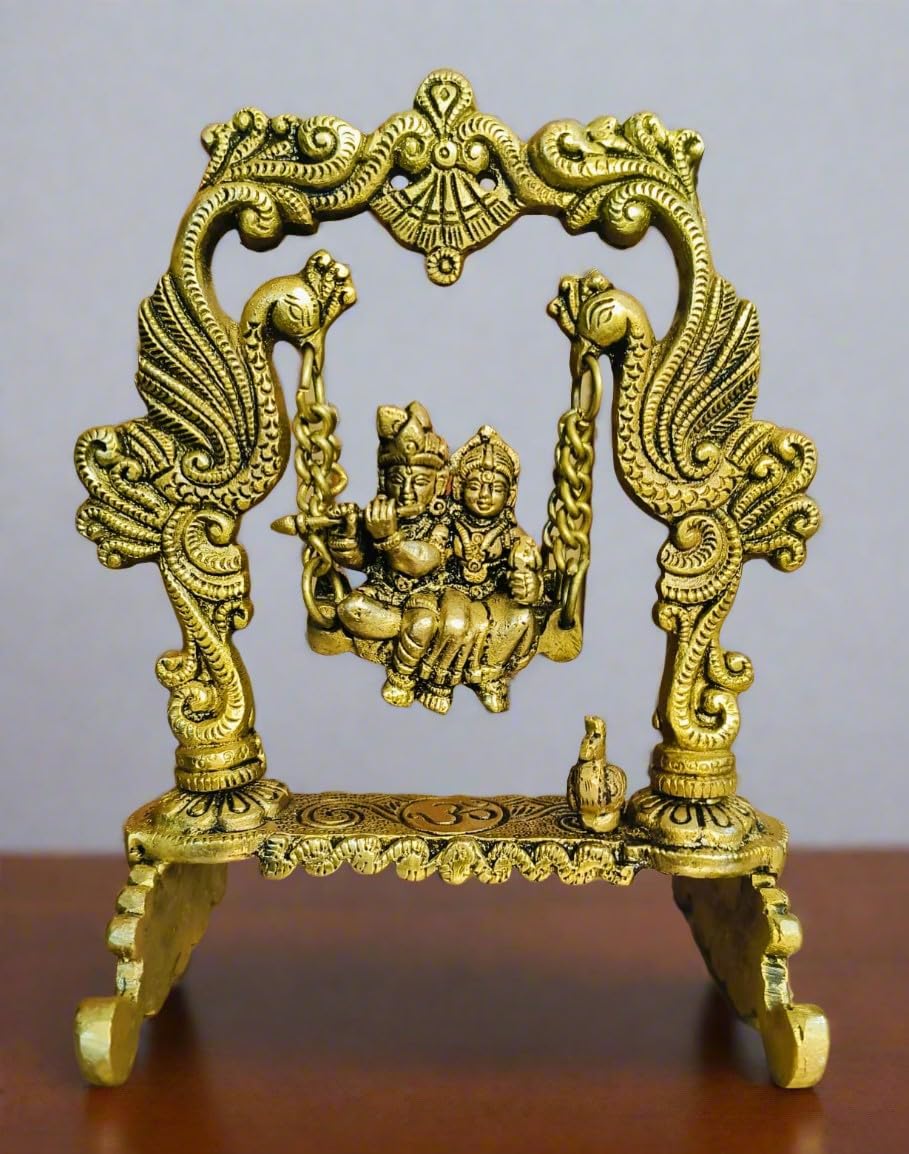 indiancraftbykanika Brass Radha Krishan Playing Flute Swing for Home décor/Home/Office/Temple
