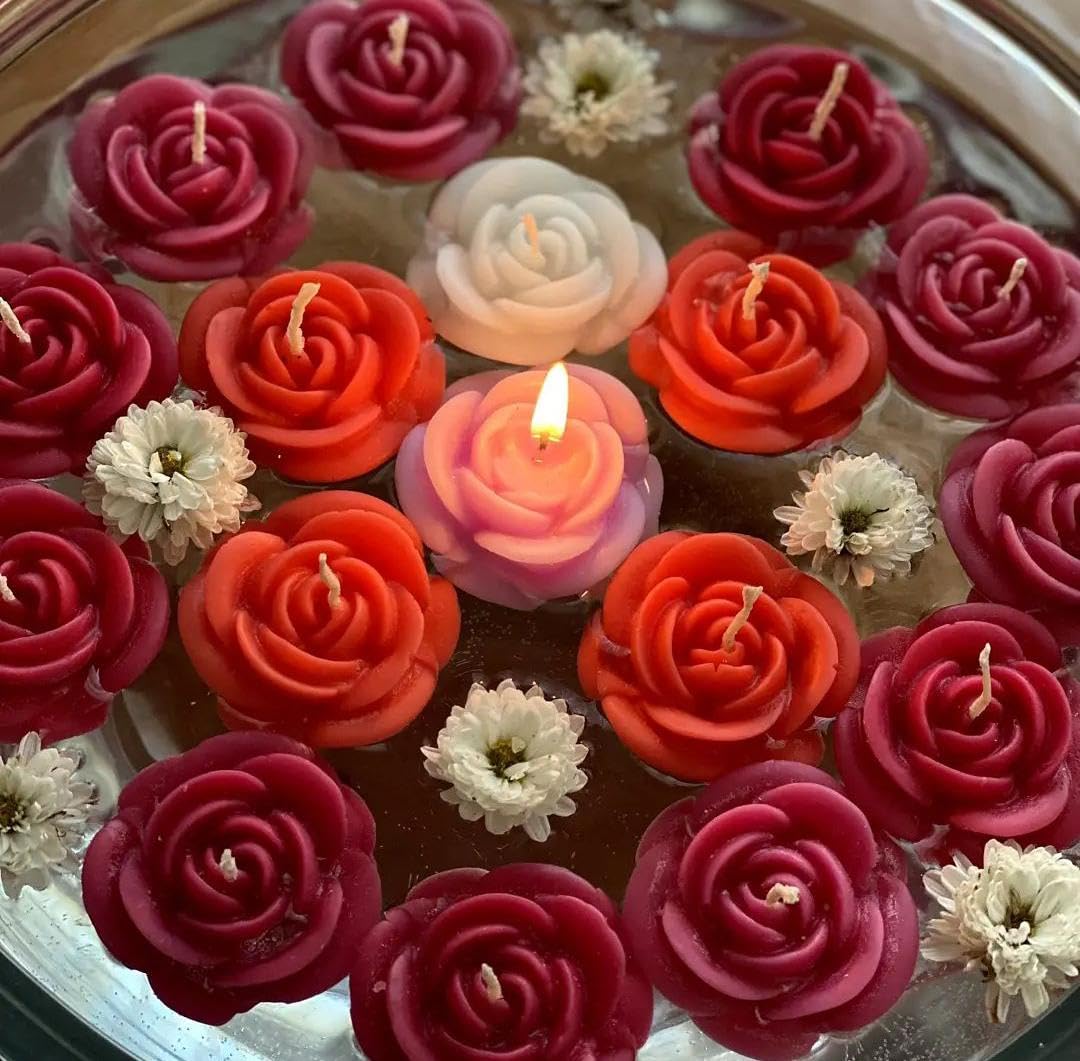 Set of 10 Colorful Rose Floating Candle Set for Diwali/Home décor/Gift Item