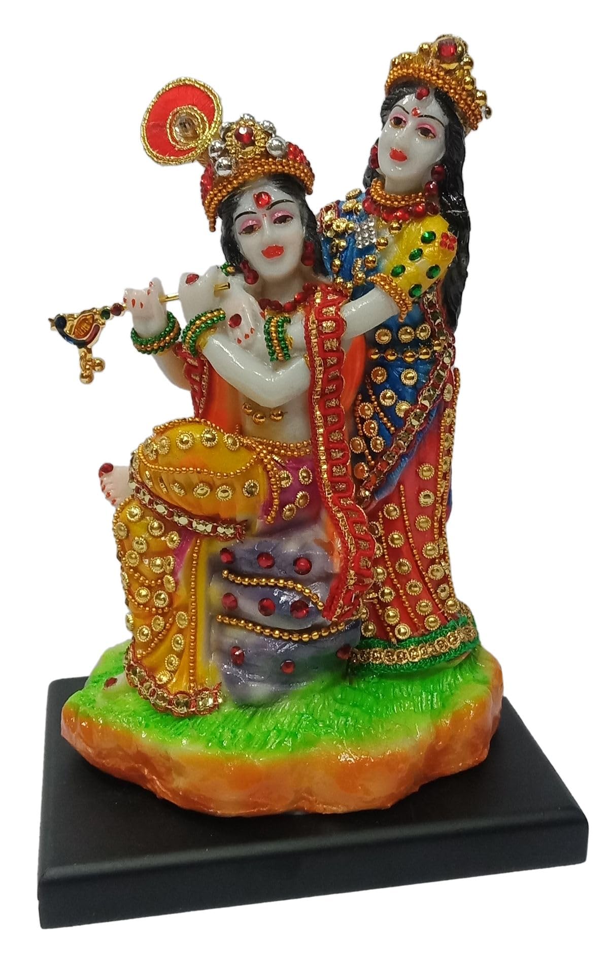 Colorful with Stone Work Radha Krishan Playing Flute Idol Statue Playing Flute for Home décor,showpiece,Temple,Gift Item