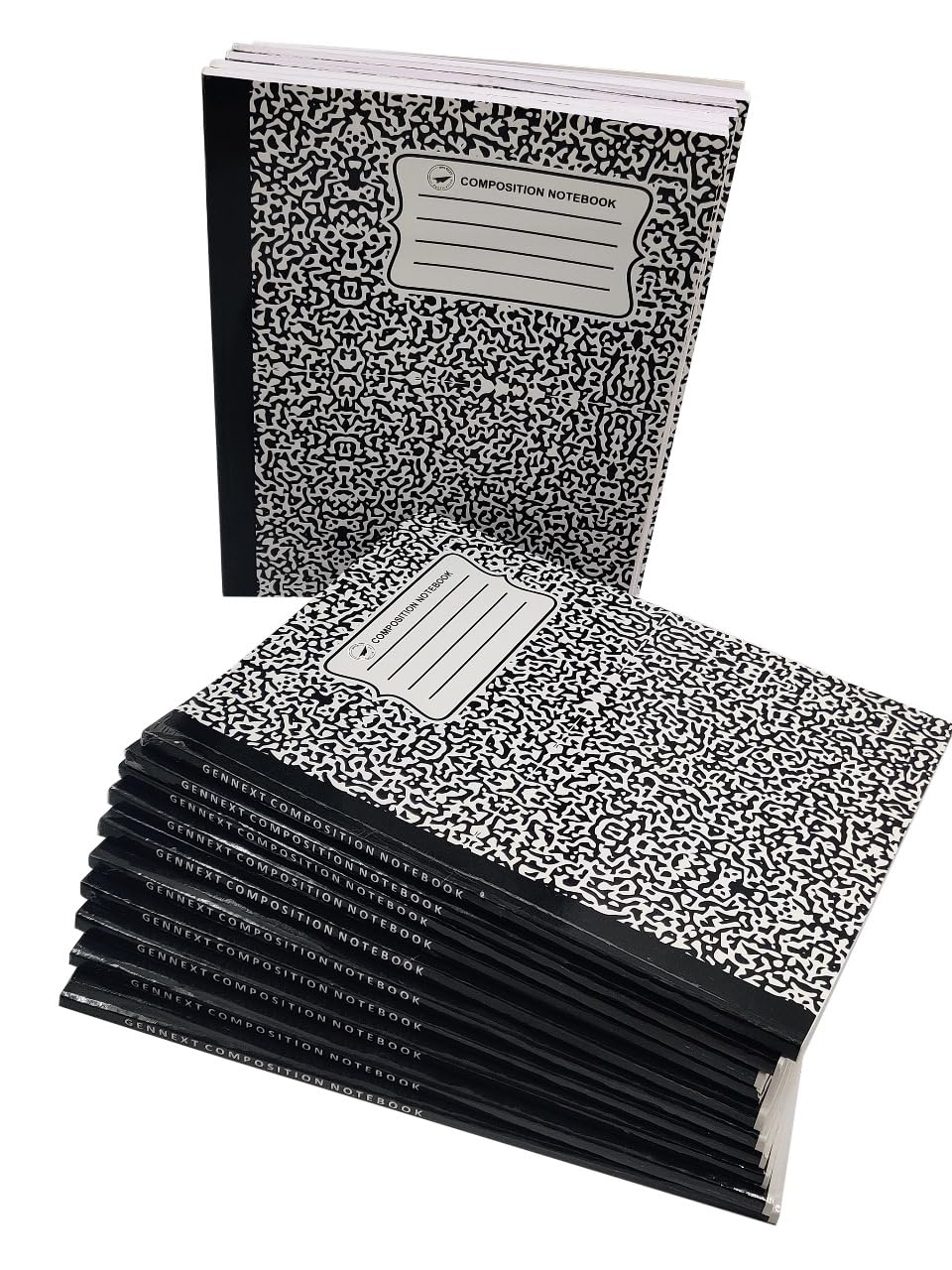 Gen next Publication pack of 25 wide ruled composition notebook black marble cover for school/colleges/office, A4 size