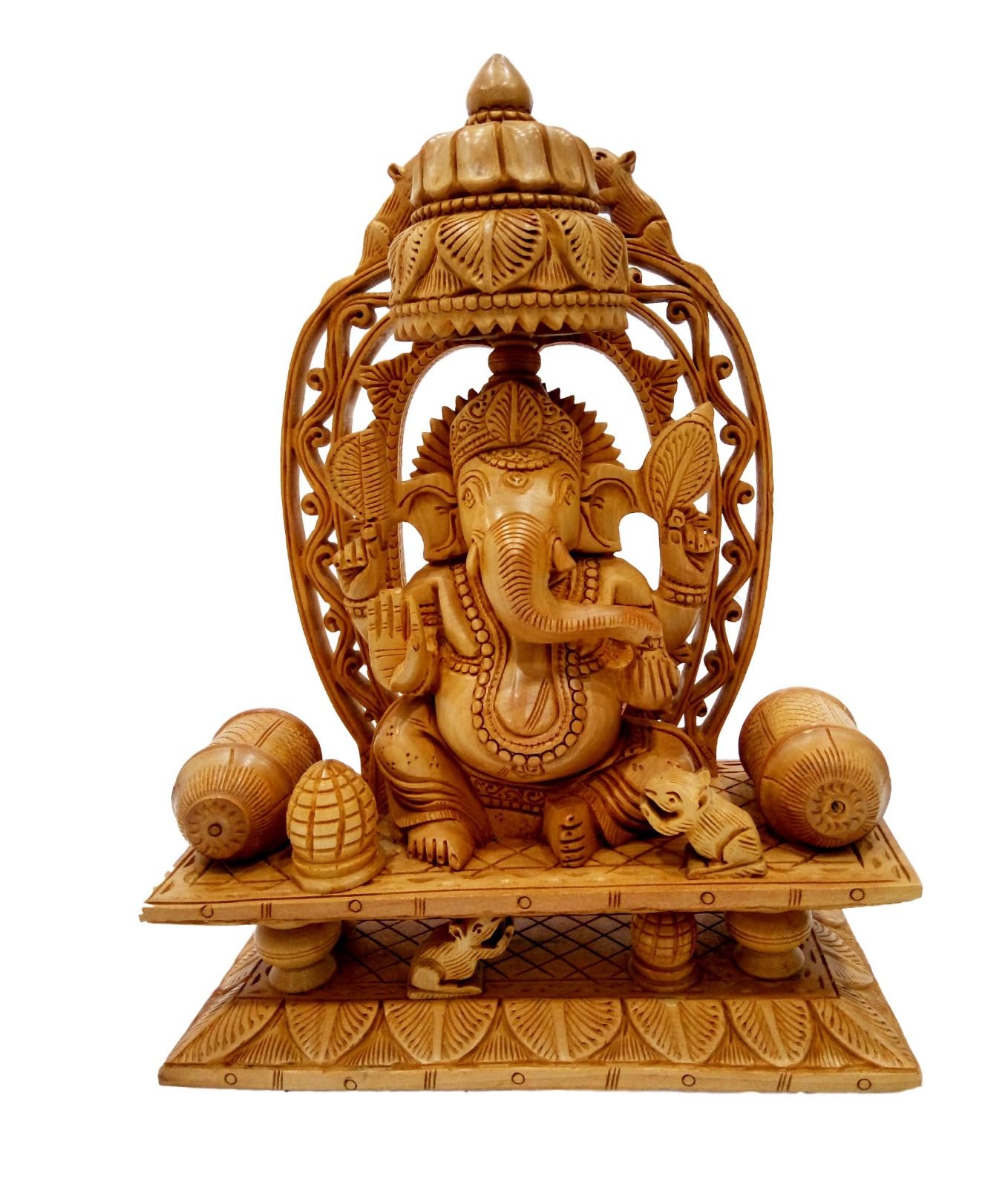 indiancraftsbykanika Kadam Wooden Ganesha/Wooden Hand Carved Fine Ganesha Idol/Hindu God