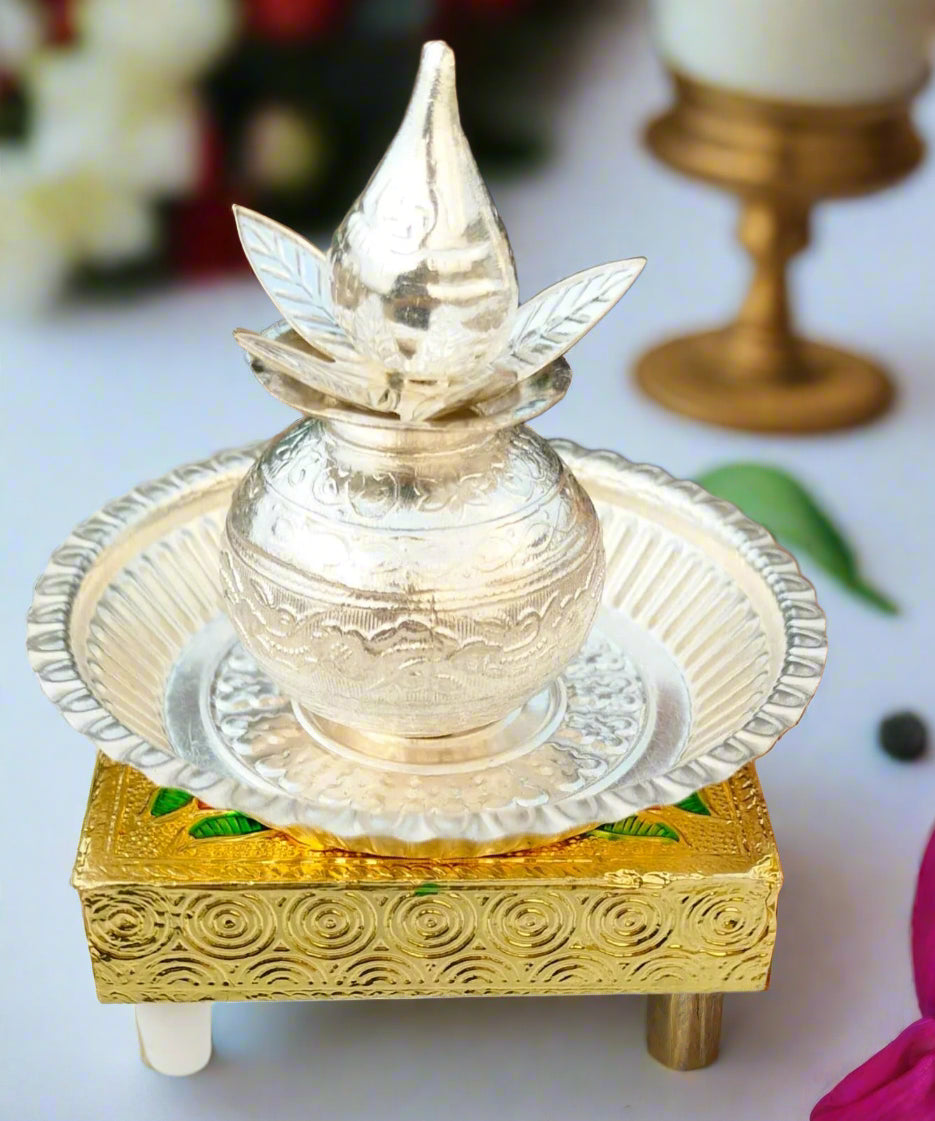 German Silver kalasha Set with Coconut and Leaf