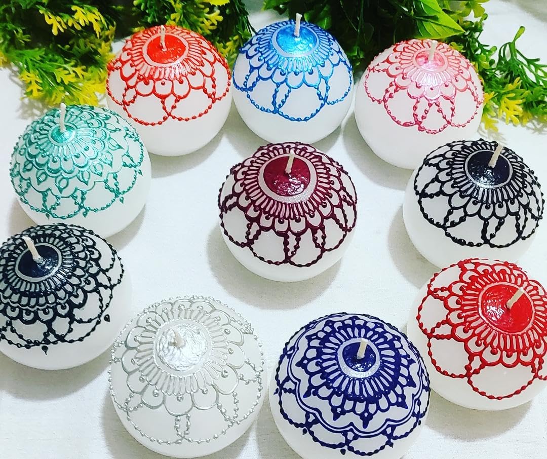 Set of 10 Colorful Ball Candle Set for Diwali/Home décor/Gift Item