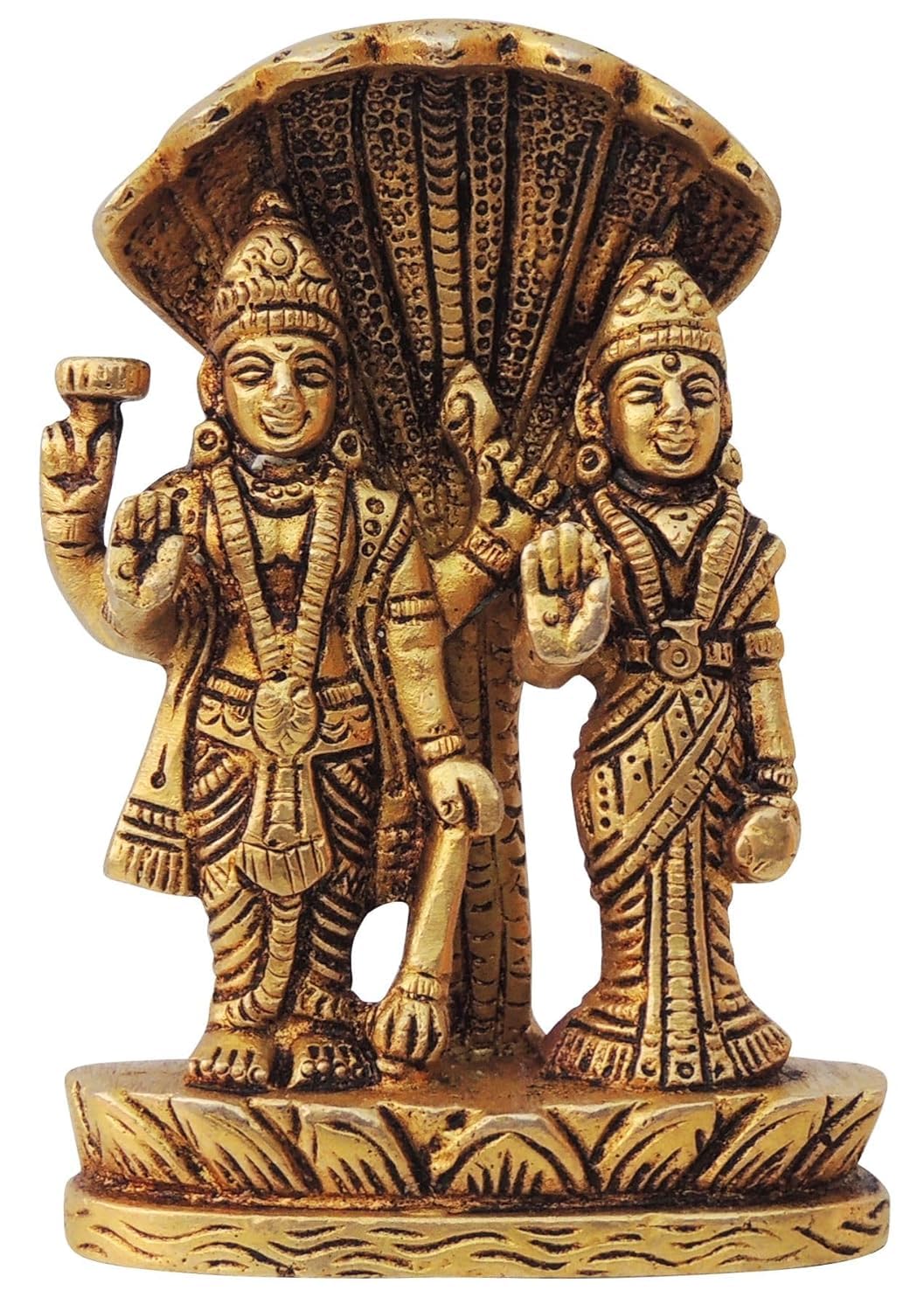 indiancraftbykanika Brass Small Vishnu Lakshmi Statue for Home/Office Temple