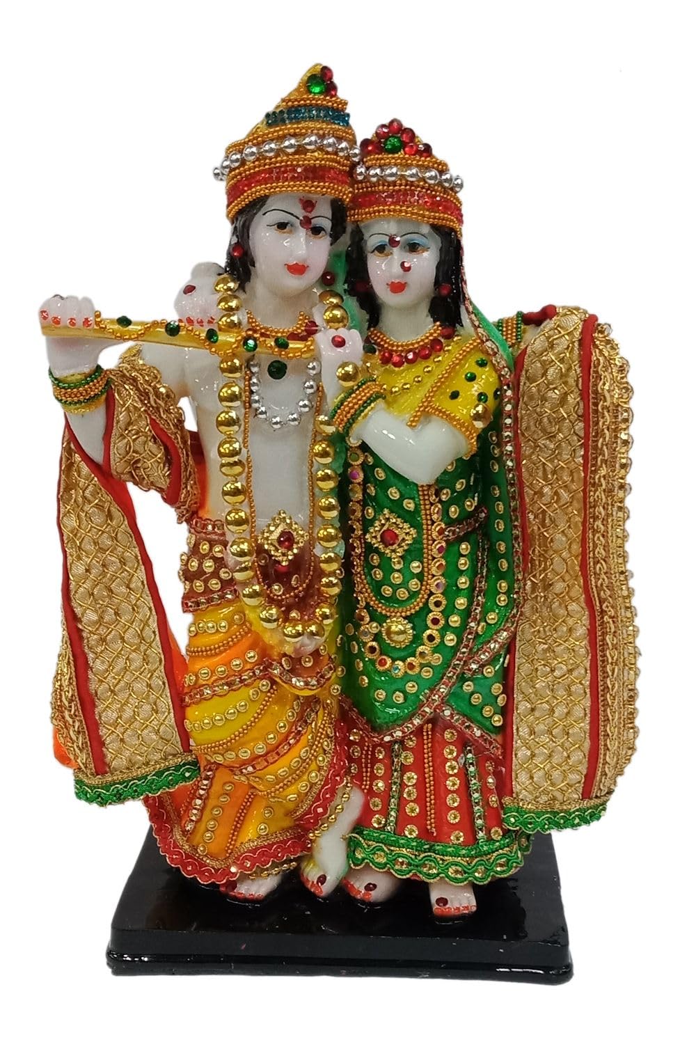 Colorful Stone Work Radha Krishan Playing Flute Statue Idol for Home décor,Show Piece, Temple, Gift Item