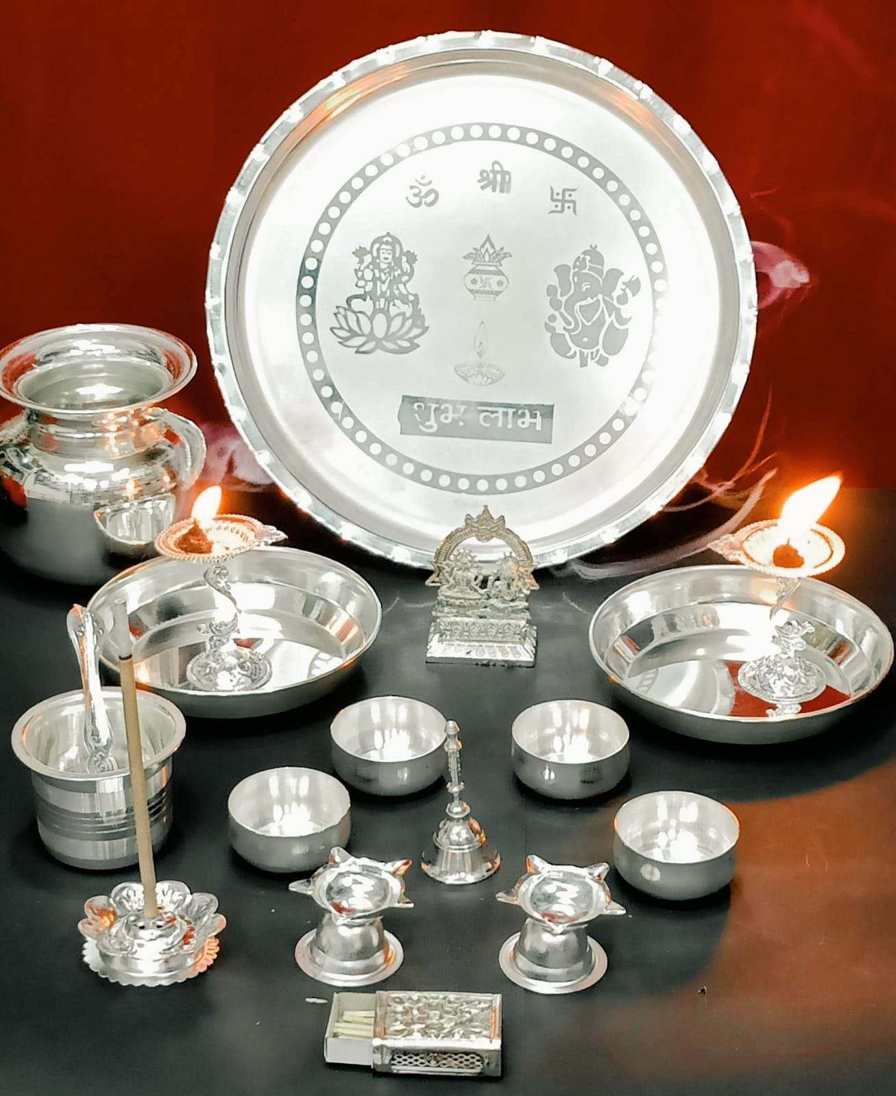 Silver Plated Laxmi Ganesh Pooja Set