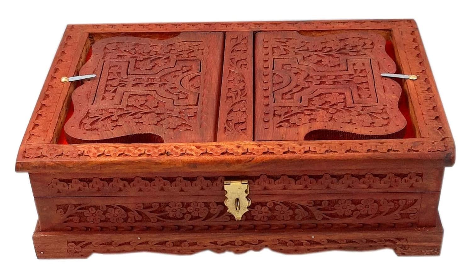 Sheesham Wooden Carving Rehal Box Holy Book for Reading Quran, Geeta, Guru Granth Sahib, Bible