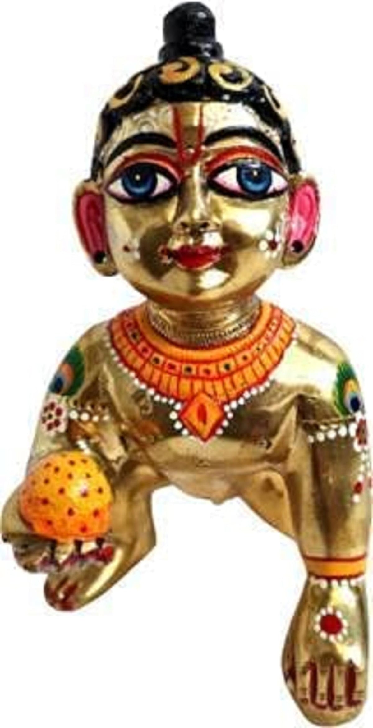 Brass Hand Painted laddu Gopal Statue, kahna, laddo Gopal Statue showpiece for Home Decor, Home Temple