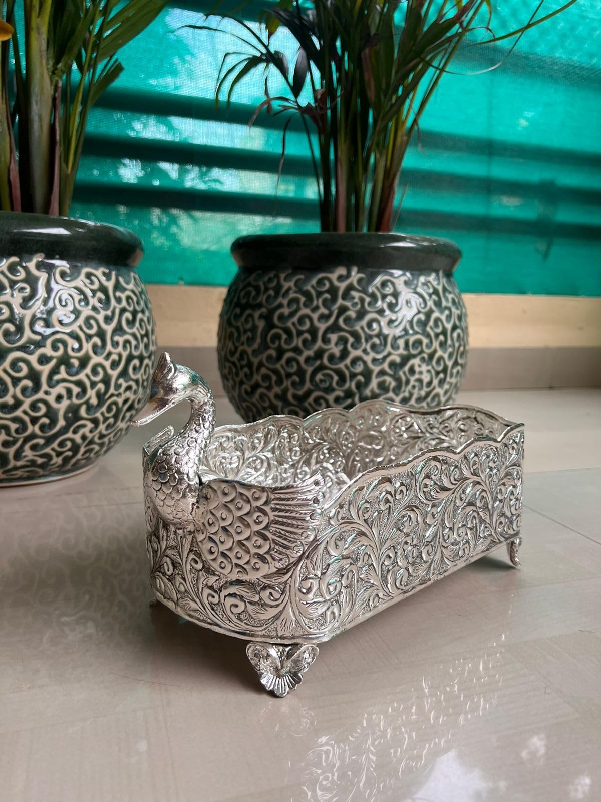 German Silver swan Tray for Housewarming/Diwali décor/Snacks/Fruits