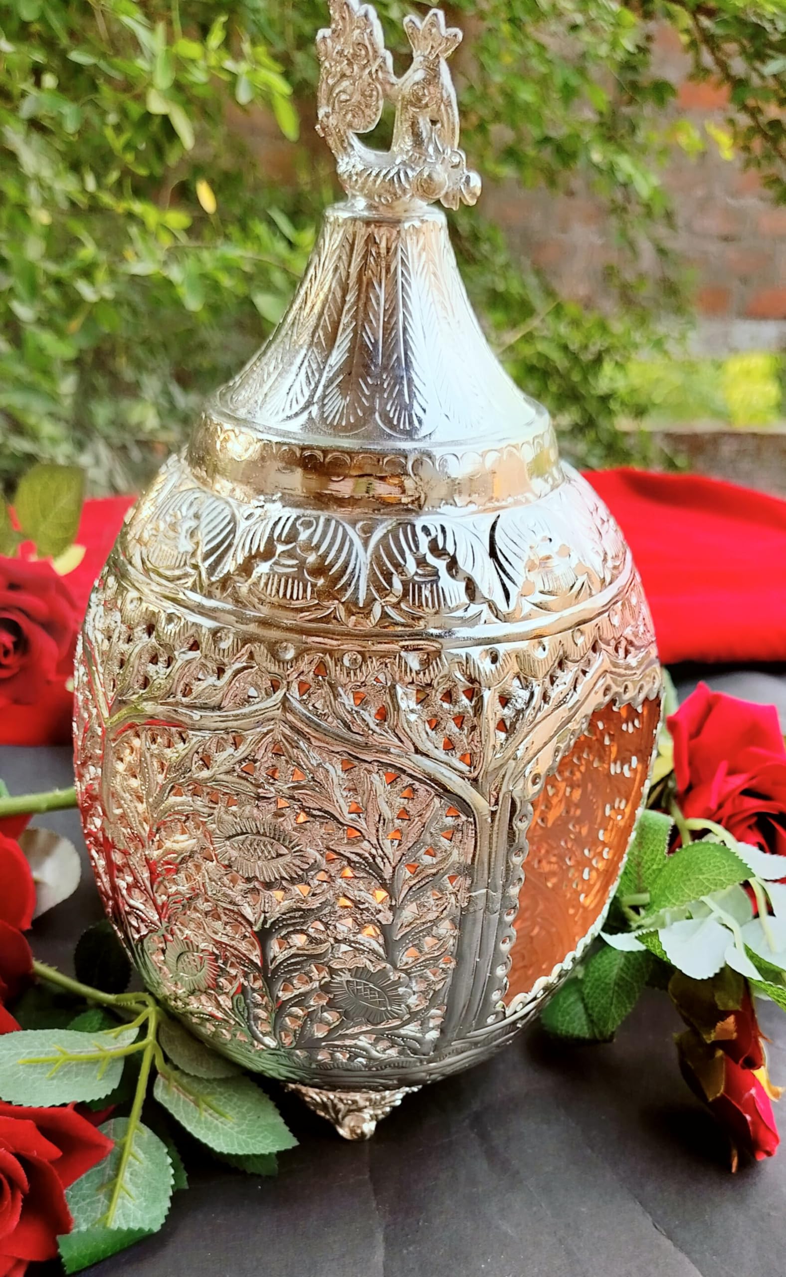 German Big Size Peacock Design akhand Diya Stand for Diwali,