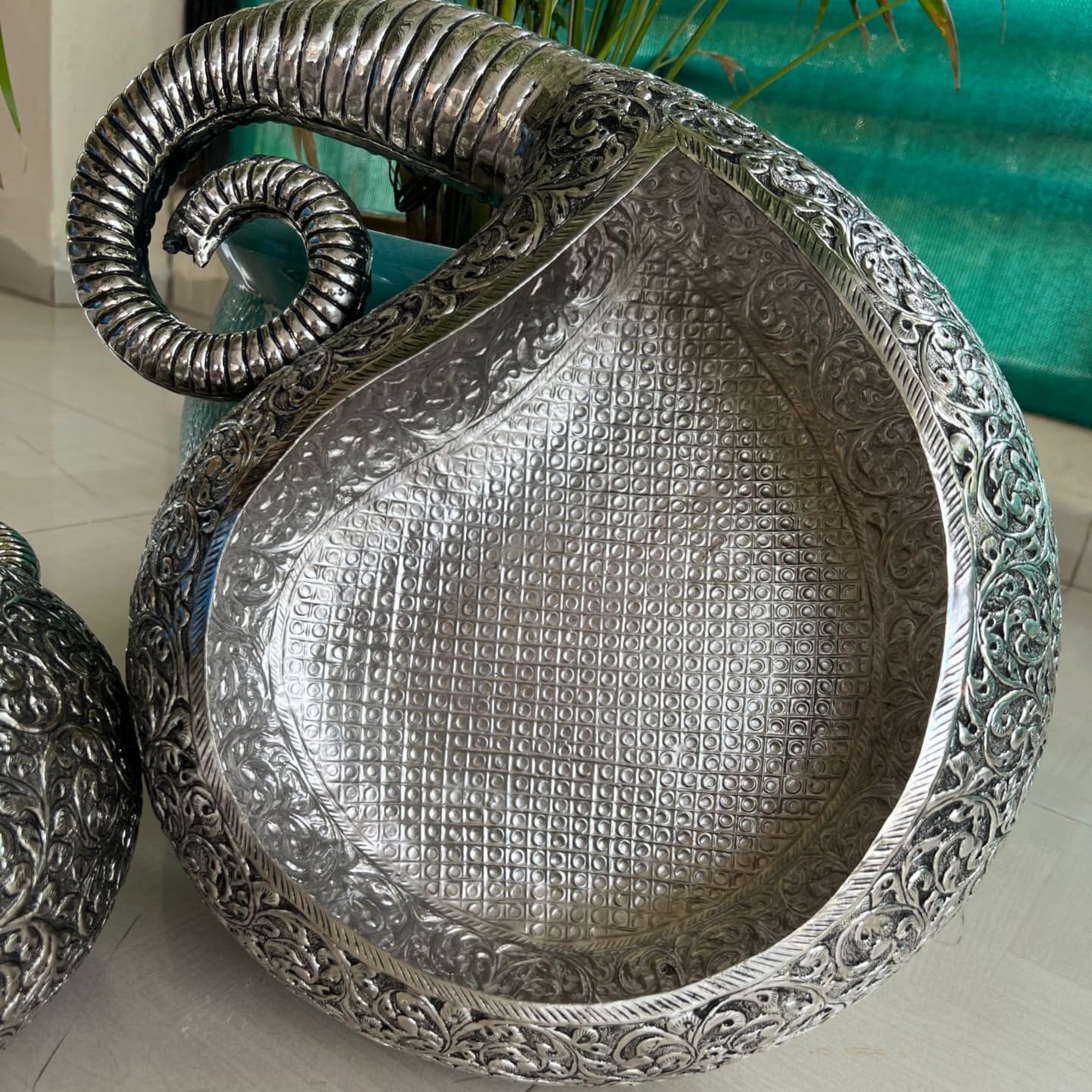 German Silver Antique Looking Mango Shaped: Giant Mango Urlis 14 Inch