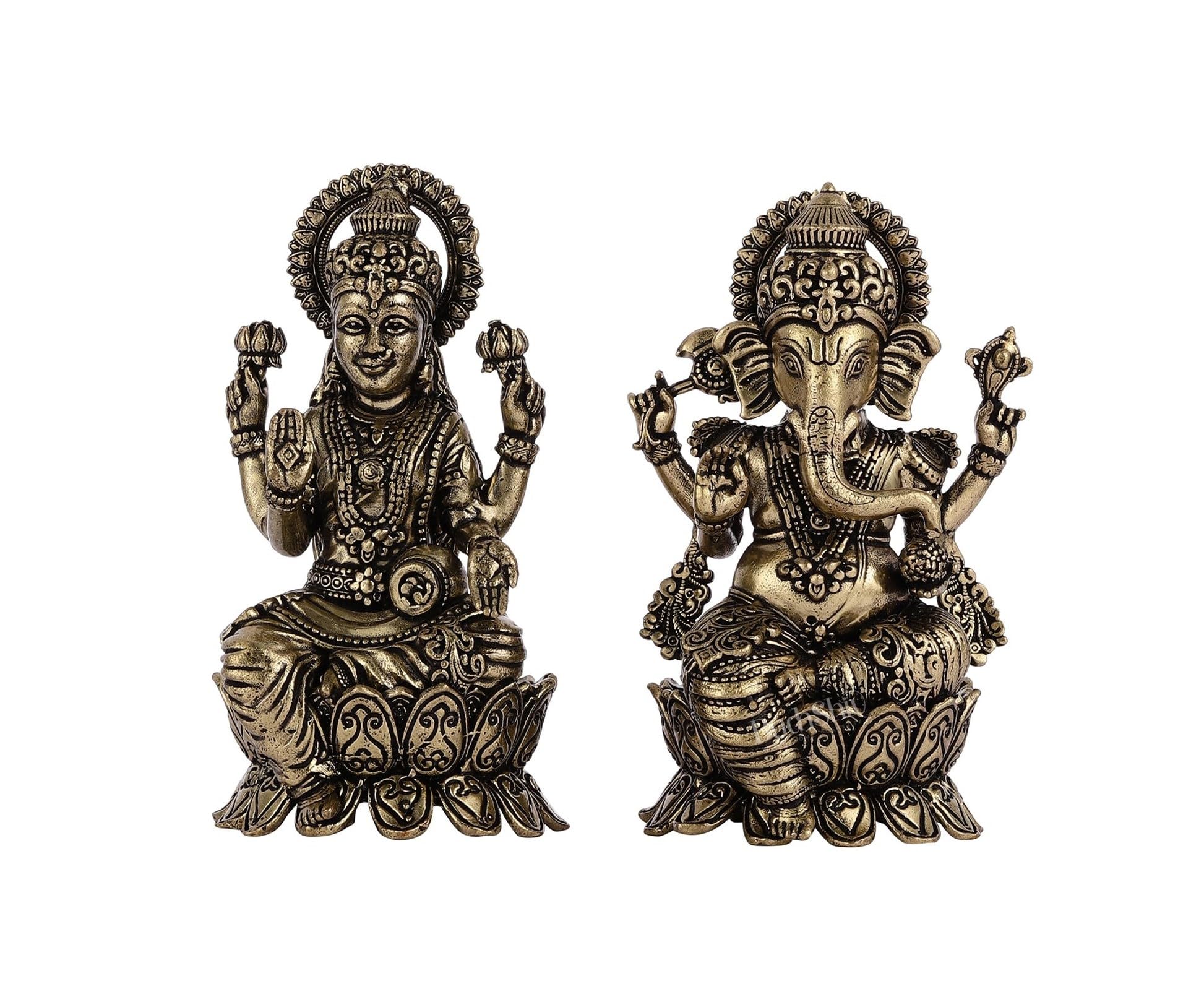 indiancraftbykanika Brass Lakshmi Ganesh Light Weighted Statues for Home Temple/Gift Item