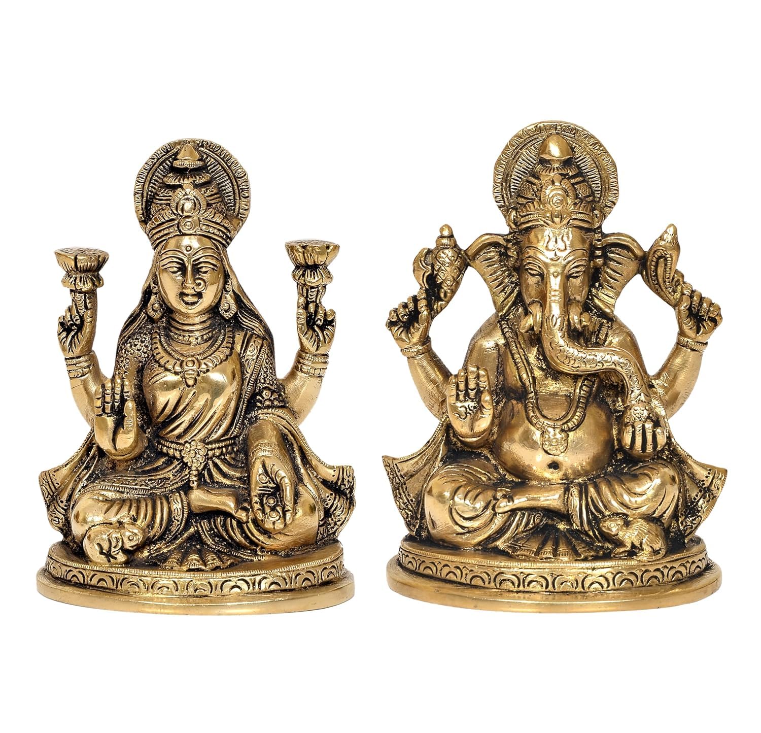 indiancraftsbykanika Brass Lakshmi Ganesh Statue for Home Temple