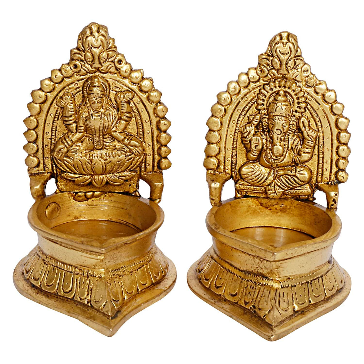 Brass Lakshmi Ganesh Pair Diya for Pooja/ Diwali/ Gift Item
