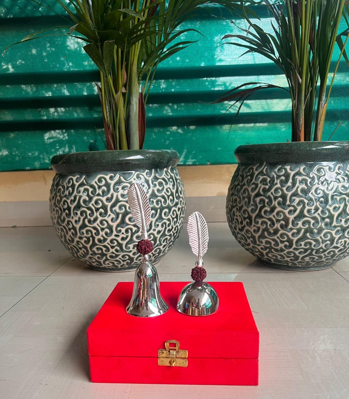 German Silver Leaf Bell and Leaf Incense Holder Combo.