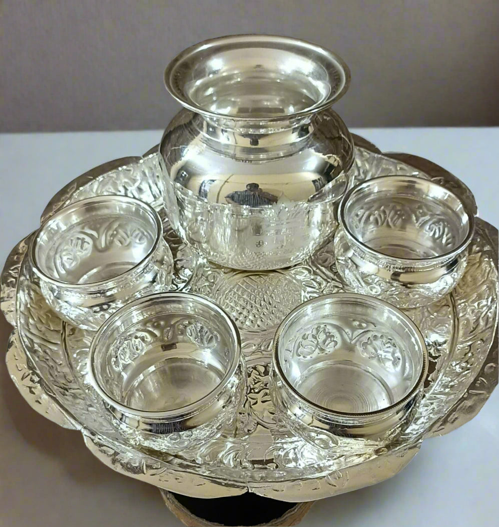 pure German silver pooja set for housewarming pooja/diwali festival