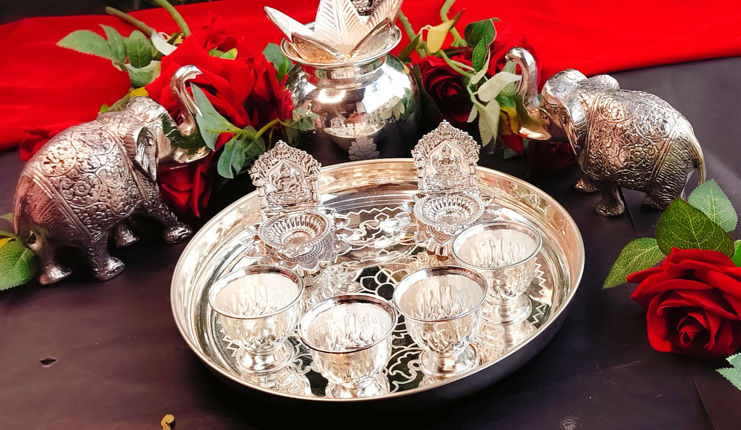 German Silver Pooja Set Combo Set
