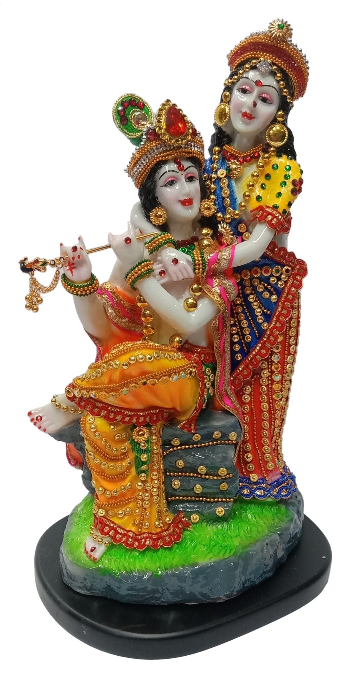 Colorful with Stone Work Radha Krishan Idol Statue Playing Flute for Home décor,showpiece,Temple,Gift Item