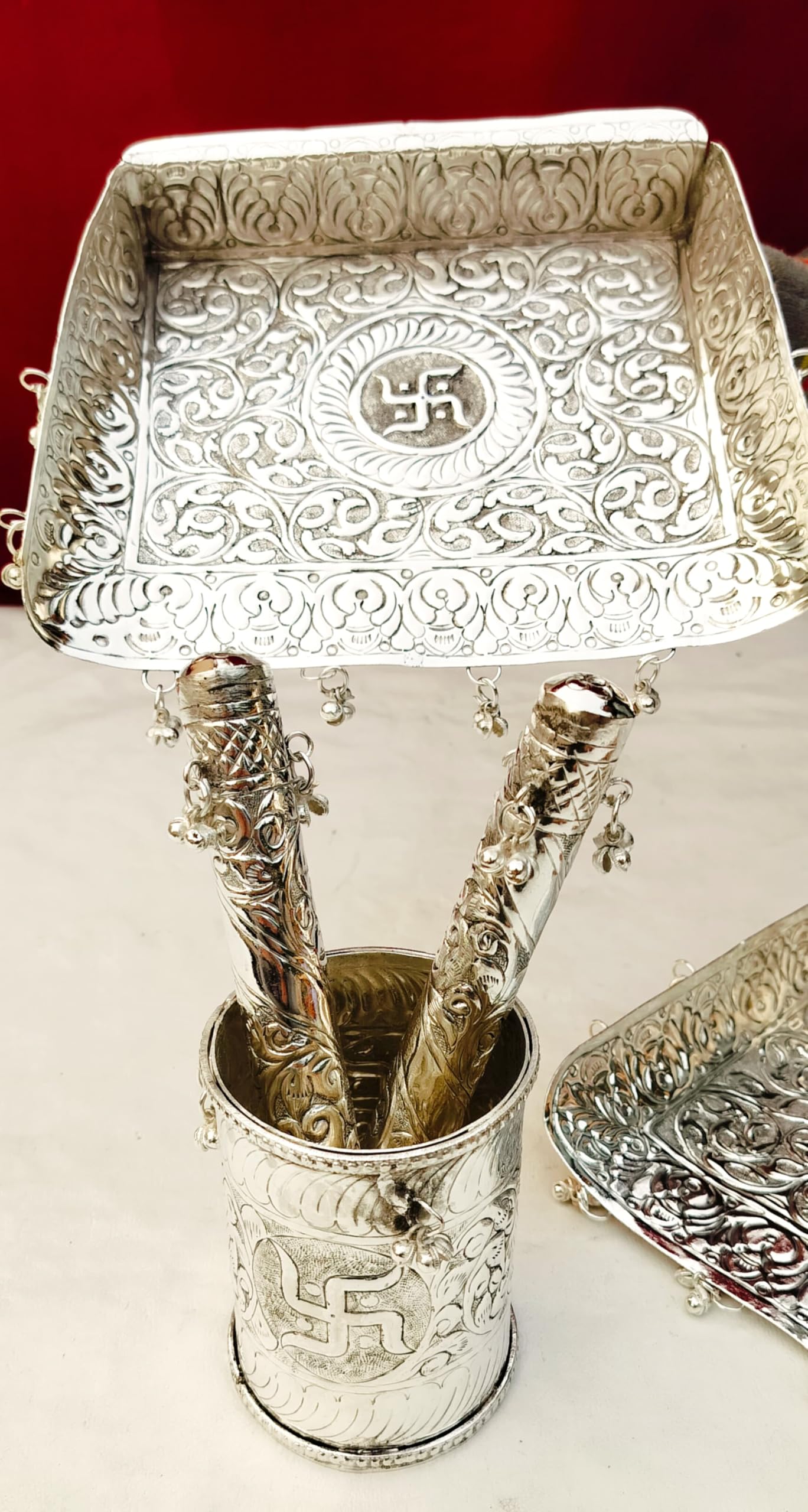 German Silver Wedding Essential okhli -musal Set with supadi for Wedding