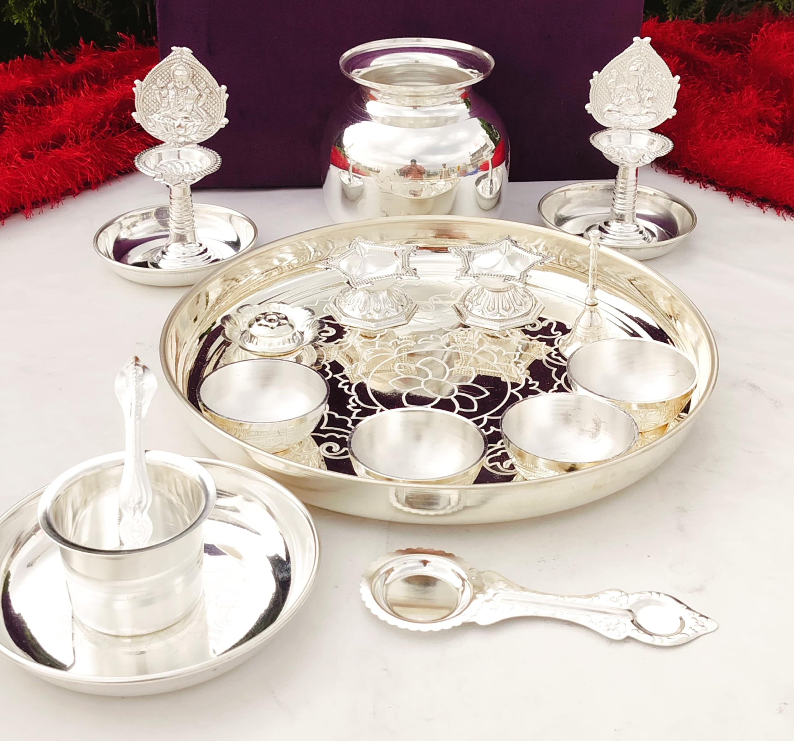German Silver Complete Laxmi Pooja Set