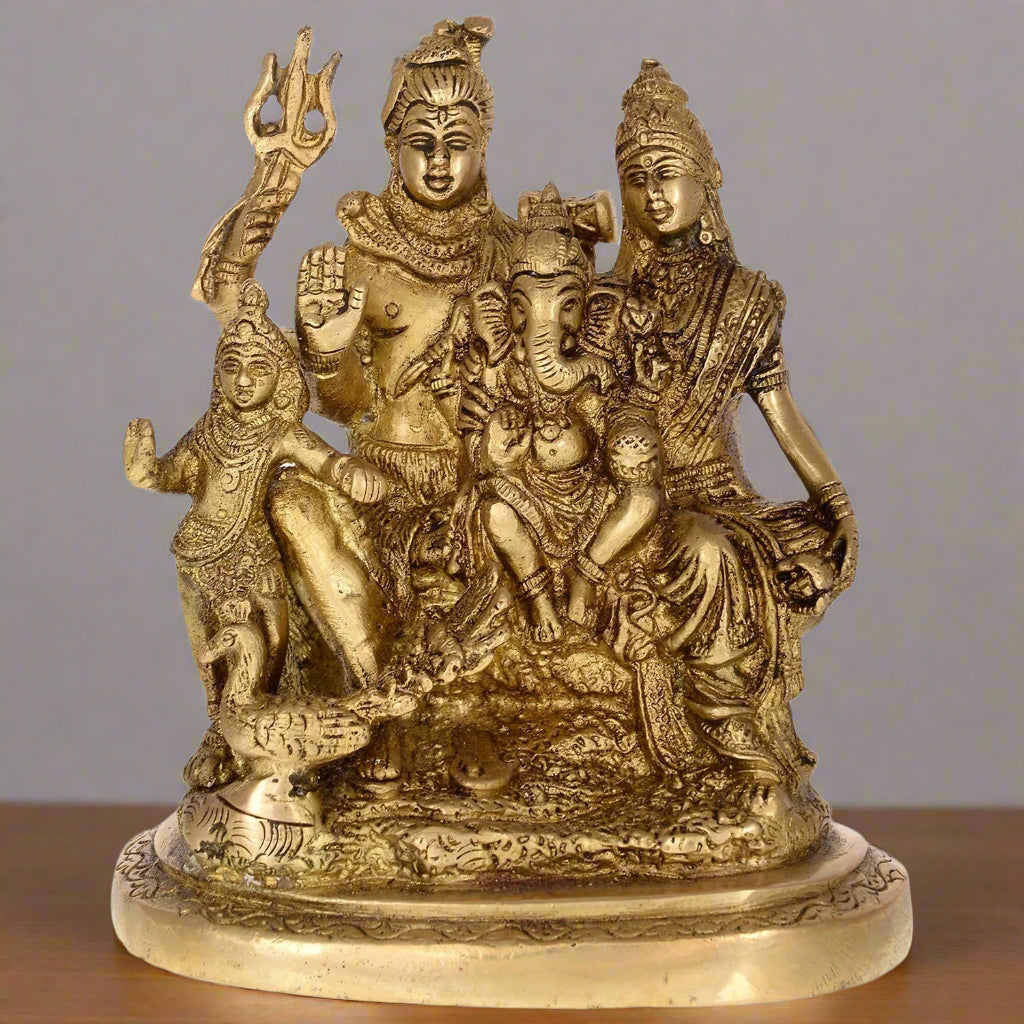 Brass Shiva Parvati Shiv Parivar Shankar Bhagwan Ganesh Family Murti Idol Statue