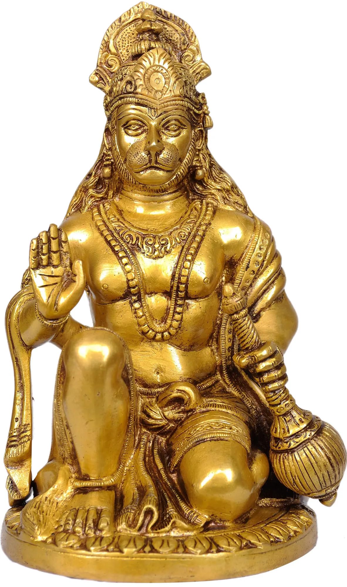 indiancraftsbykanika Brass Sitting Hanuman for Home/Office/Temple/Home Decor/Gift Item