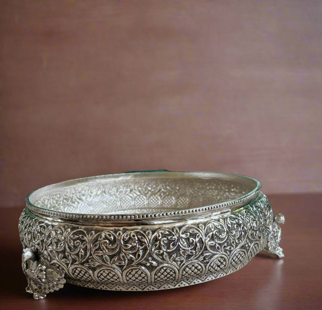 german silver Flying peacocks legs Urli