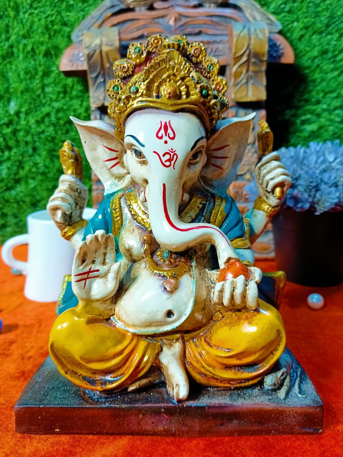 Resin Handmade Colorful Ganesh Statue showpiece for Home Decor/Home Temple