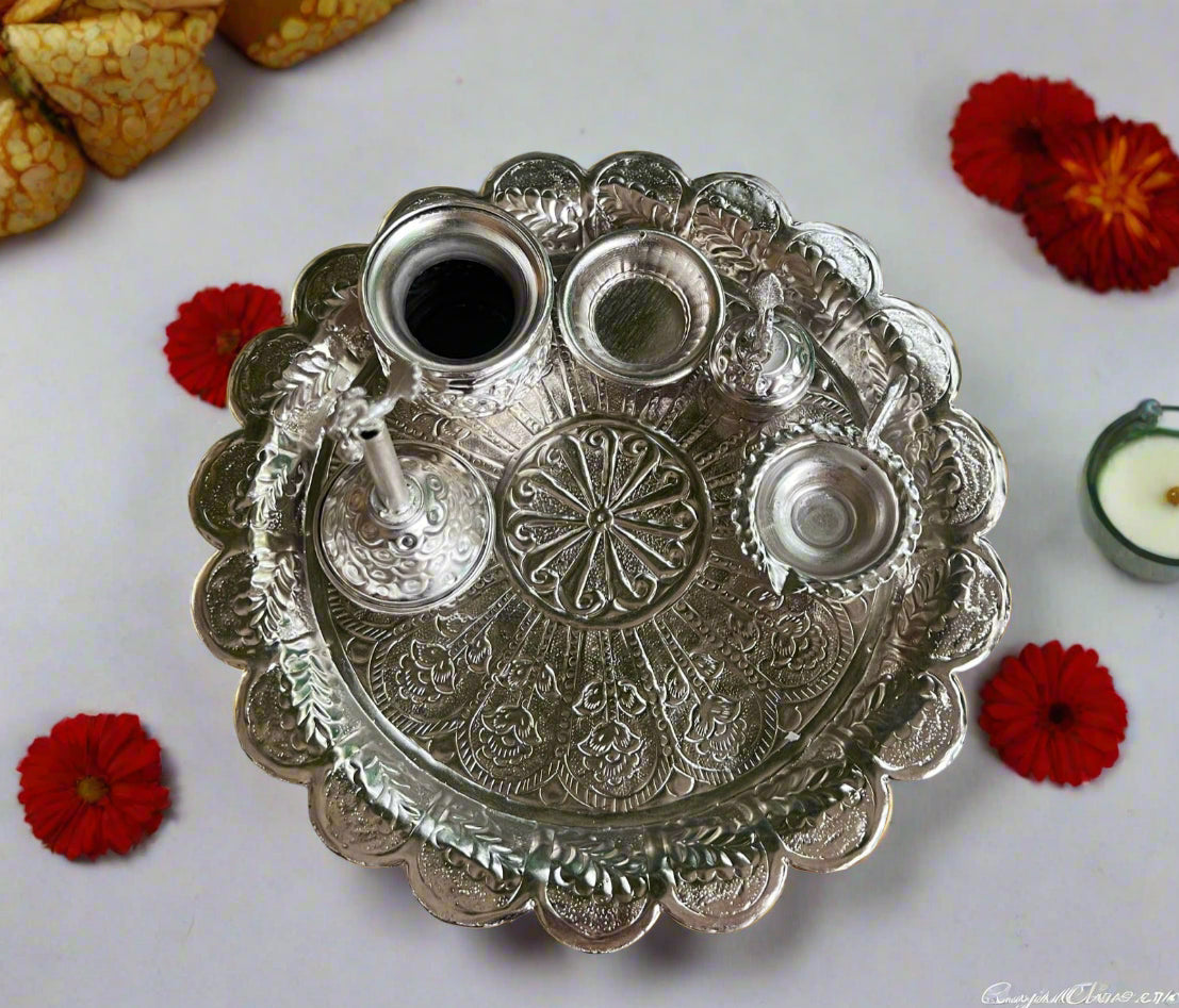 German Silver Pooja thali Set