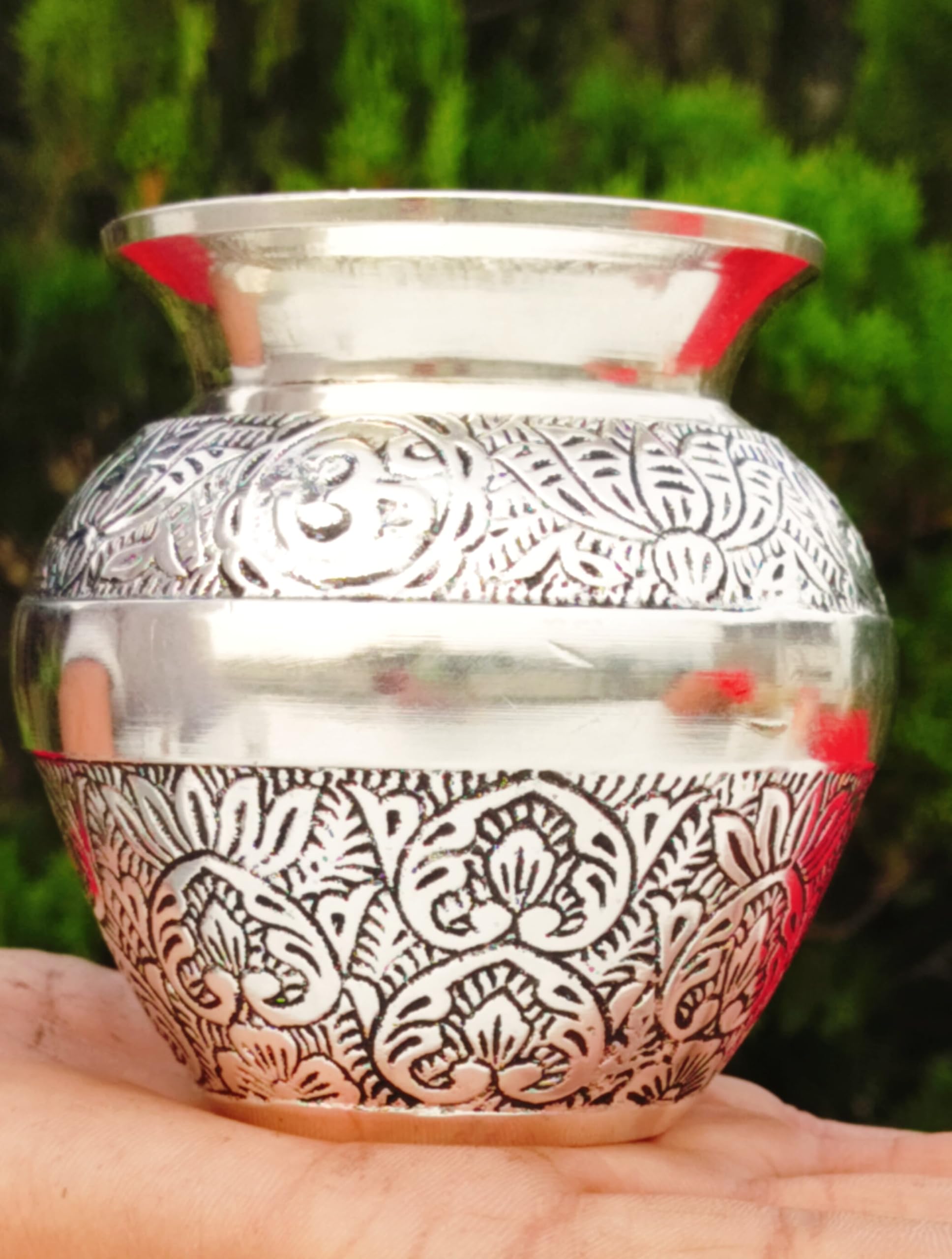 indiancraftsbykanika Antique Finish German Silver karwa chauth Special Return Gift kalasha/karwa for Diwali/Housewarming