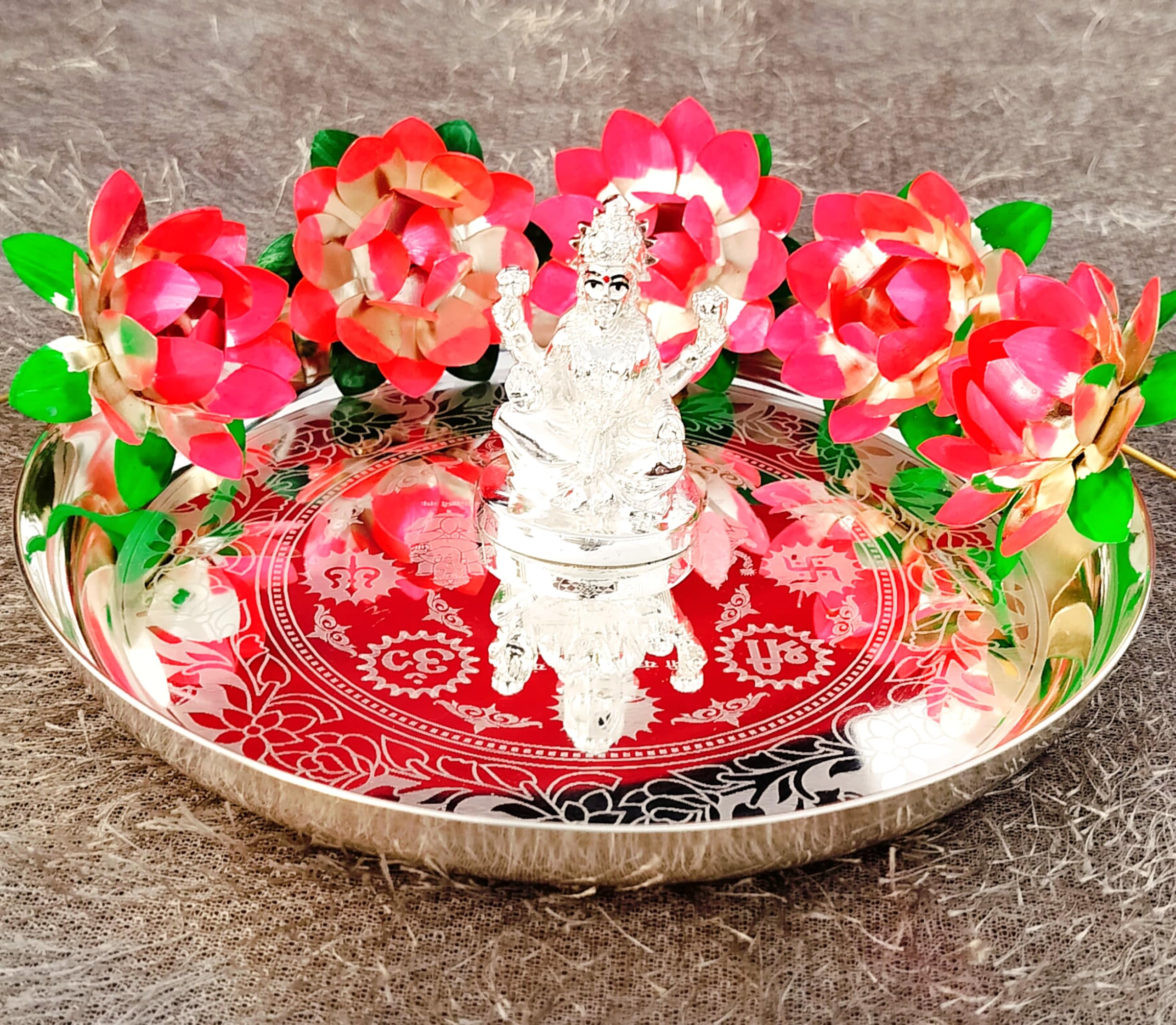 German Silver Laxmi Pooja Combo Set